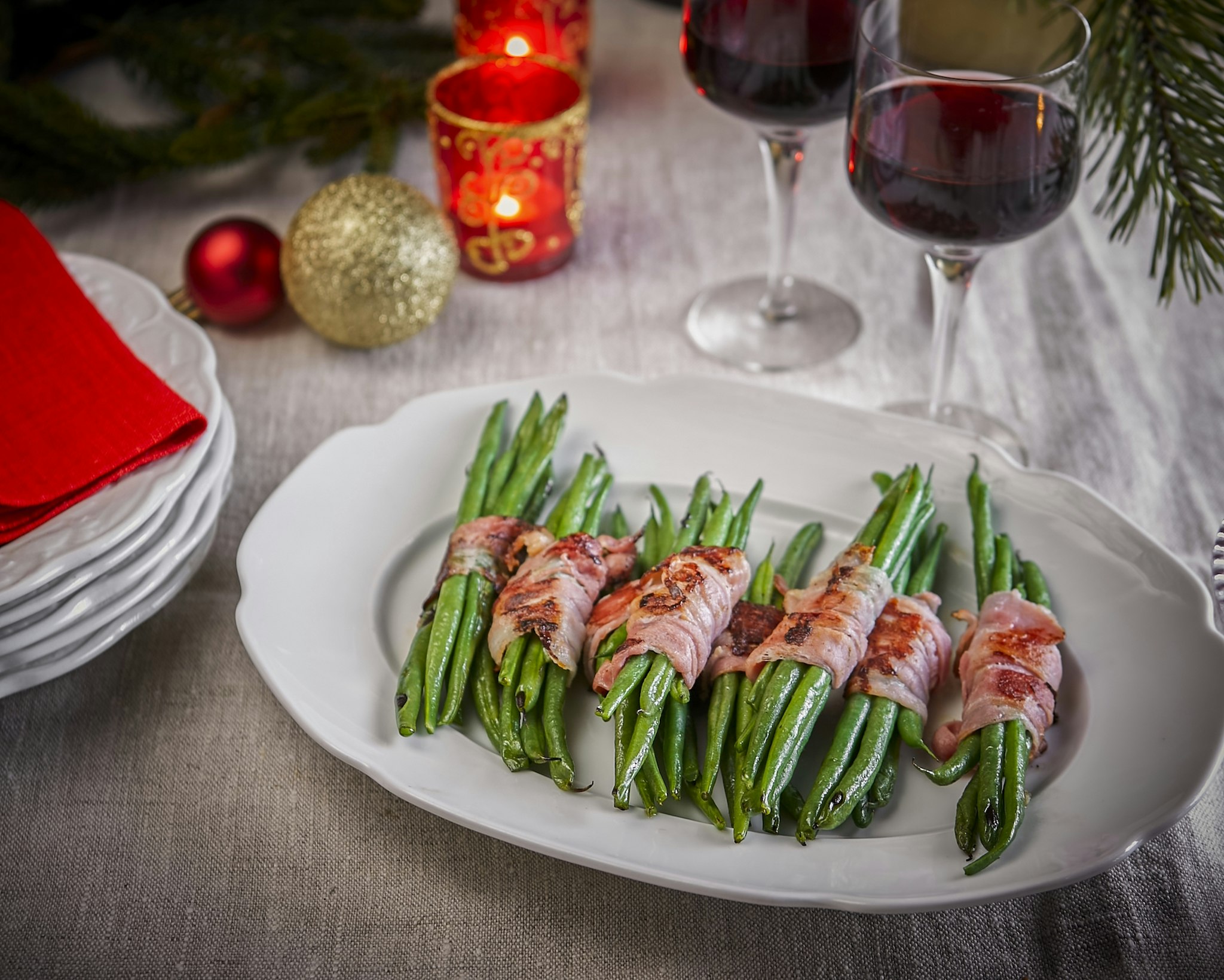 Baconlindade smörstekta haricot verts