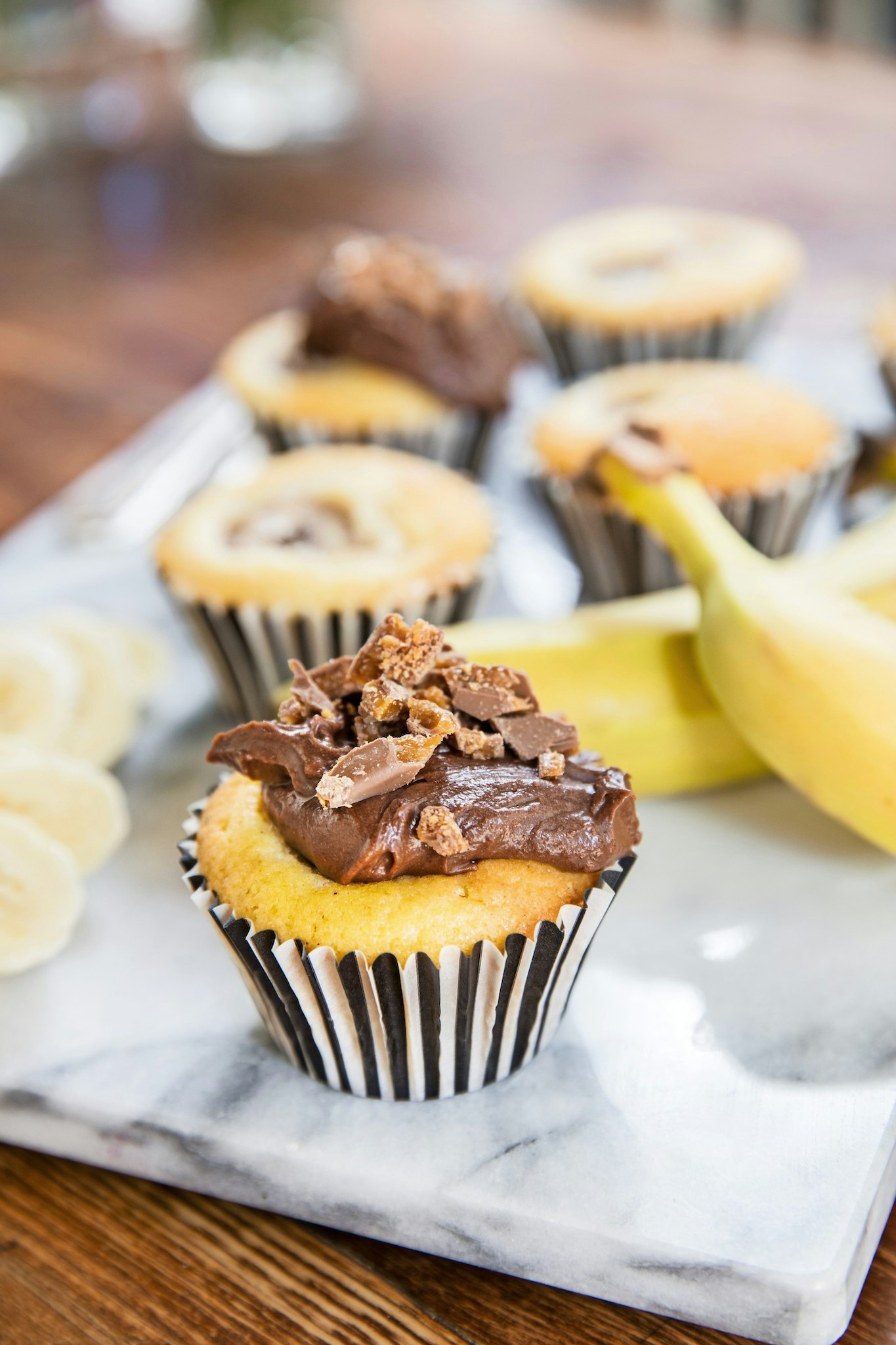 Bananmuffins med chokladkräm och daim