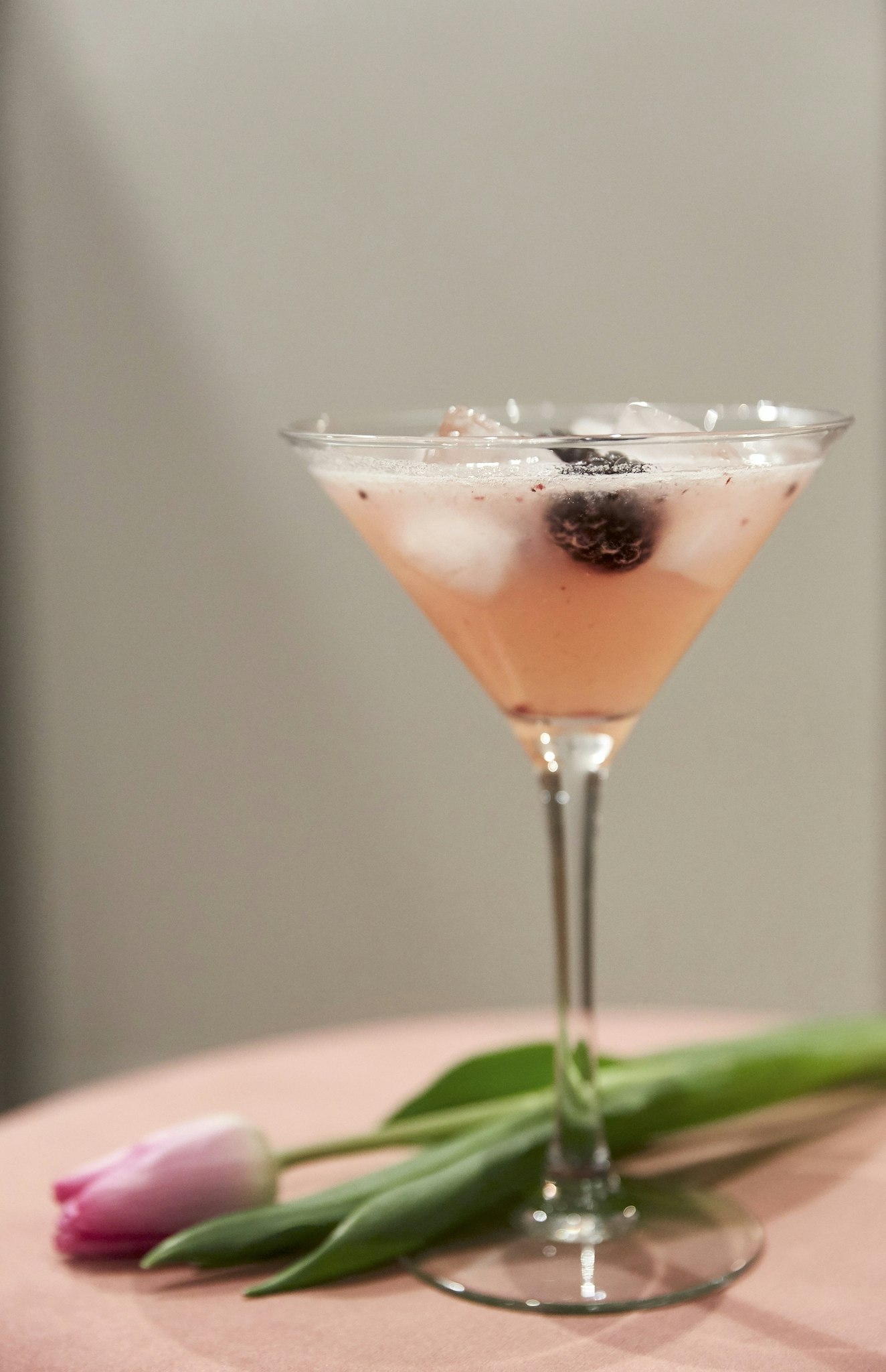 Blushing whisky sour