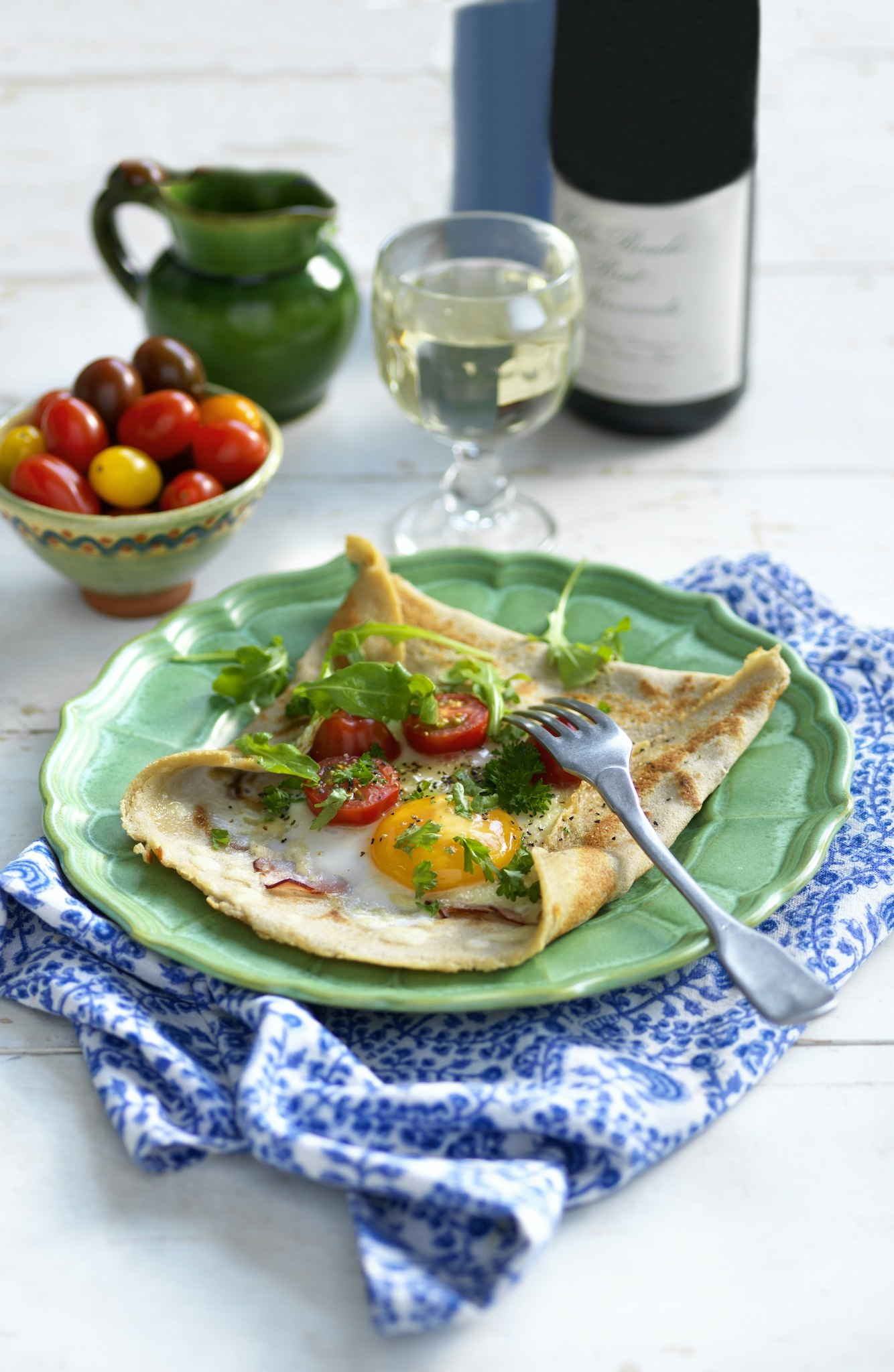 Bretagniska Galetter Med ägg, Skinka Och Ost