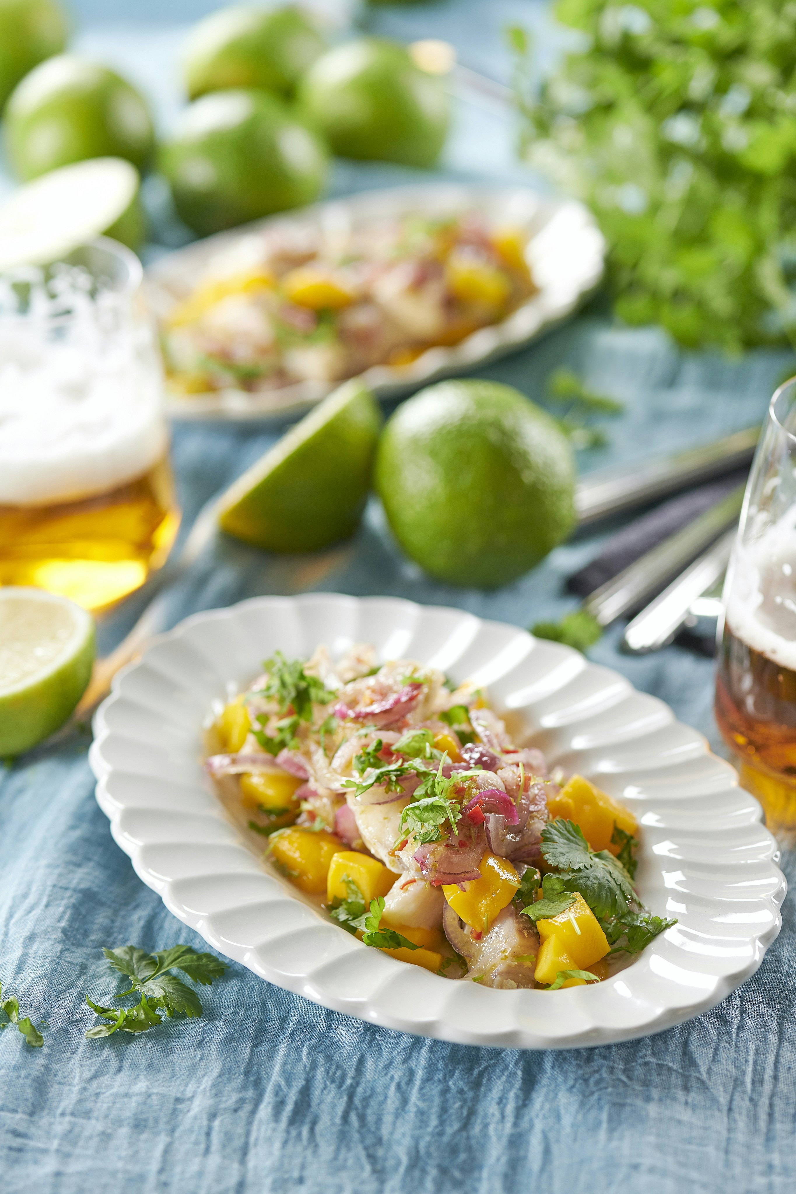 Ceviche på torsk med mango och koriander