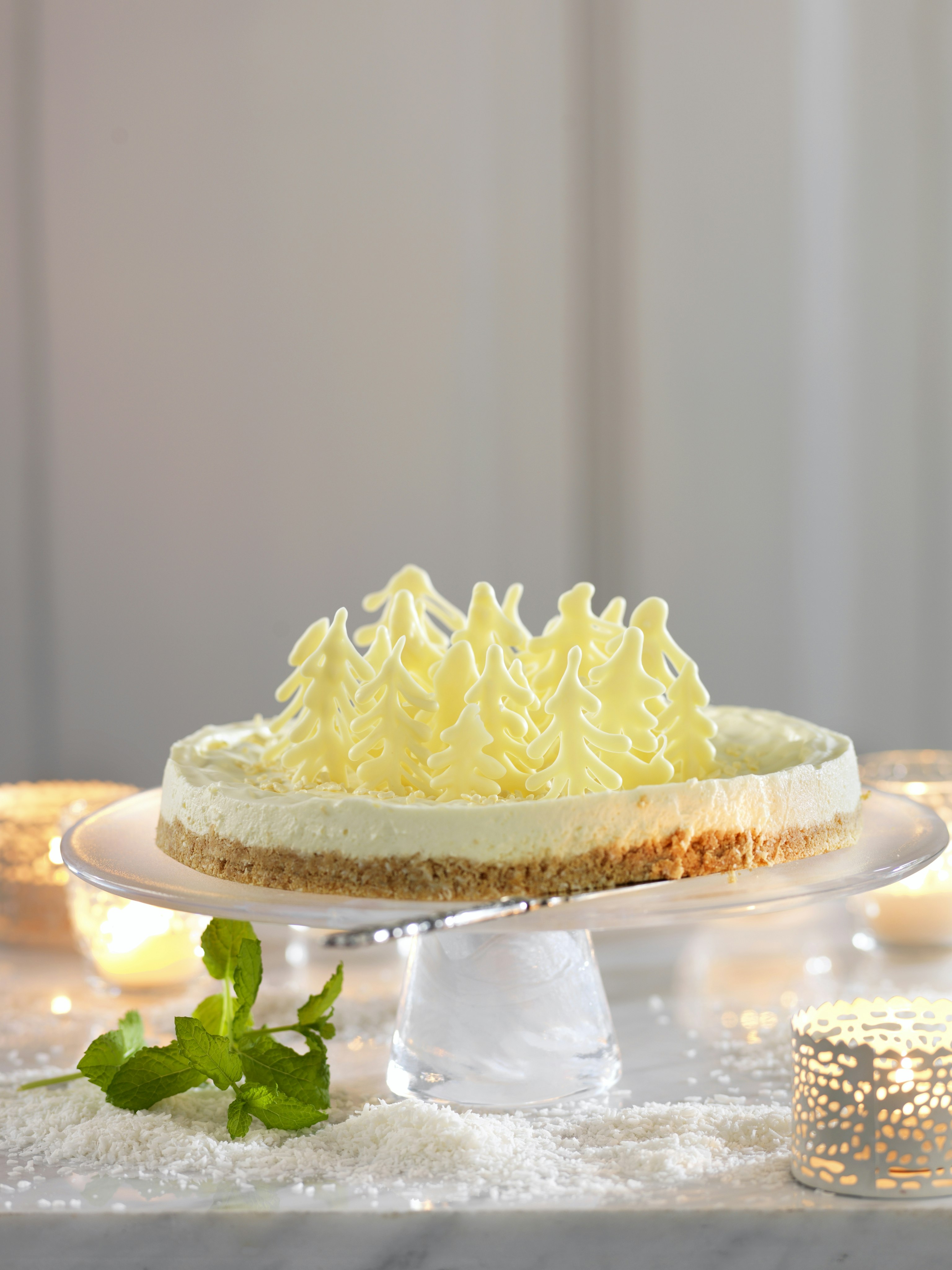 Cheesecake med vita chokladgranar