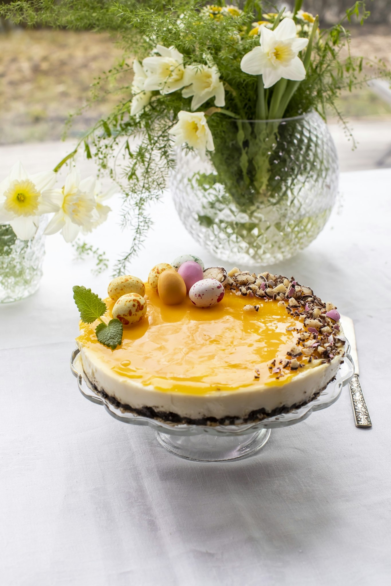 Cheesecake med lemon curd på oreokexbotten