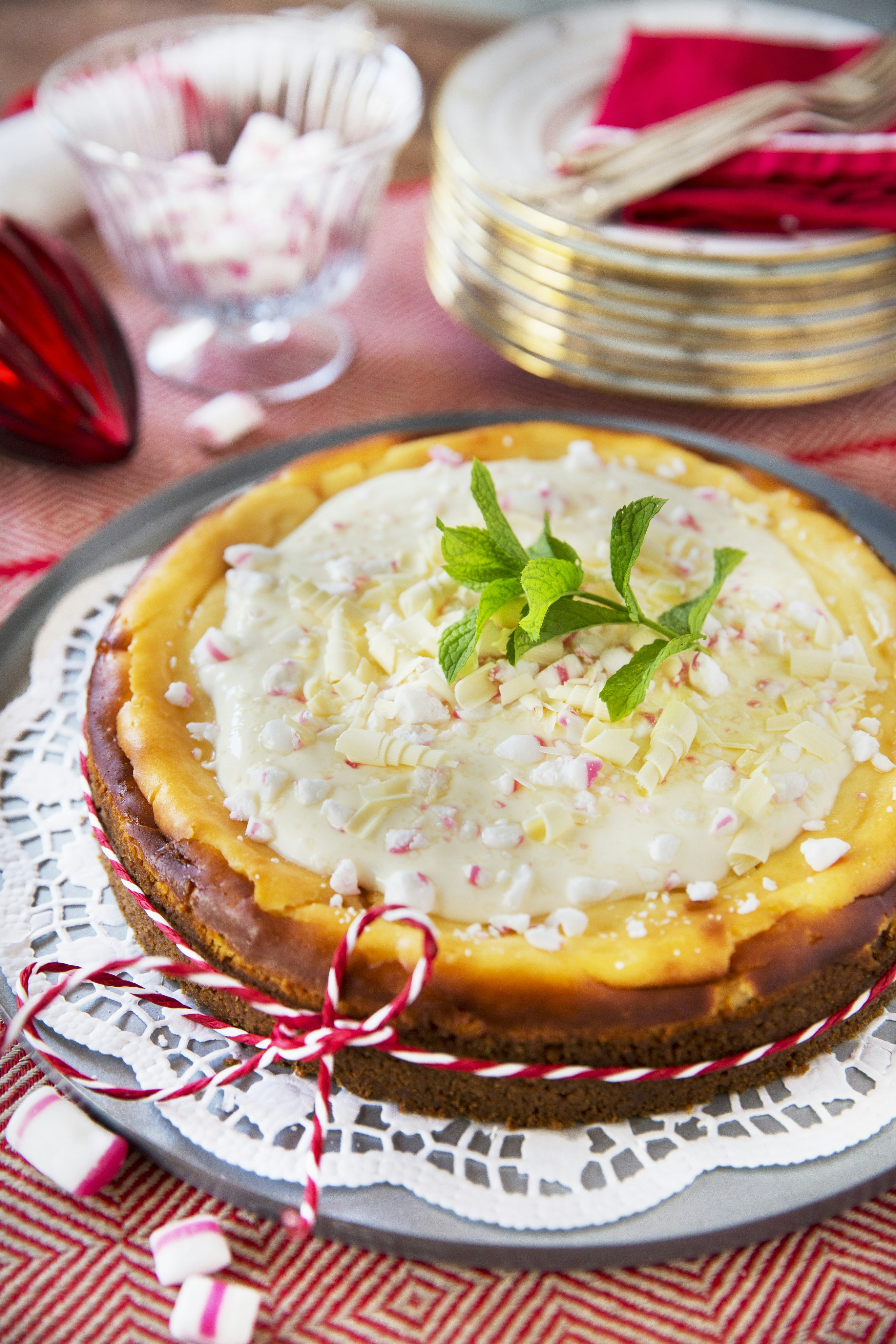 Cheesecake med pepparkaka och polkagris