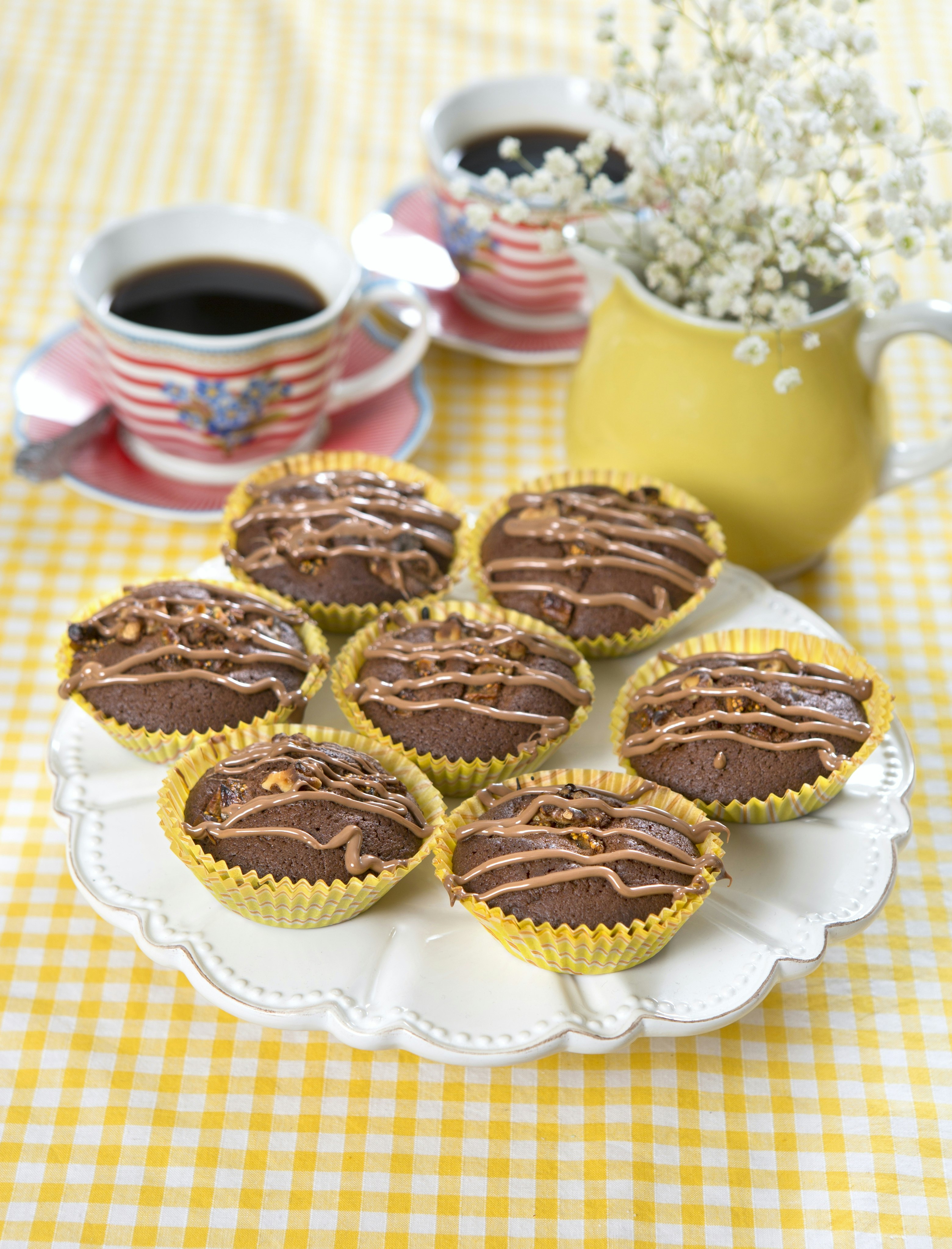 Chokladmuffins med fikon och valnötter