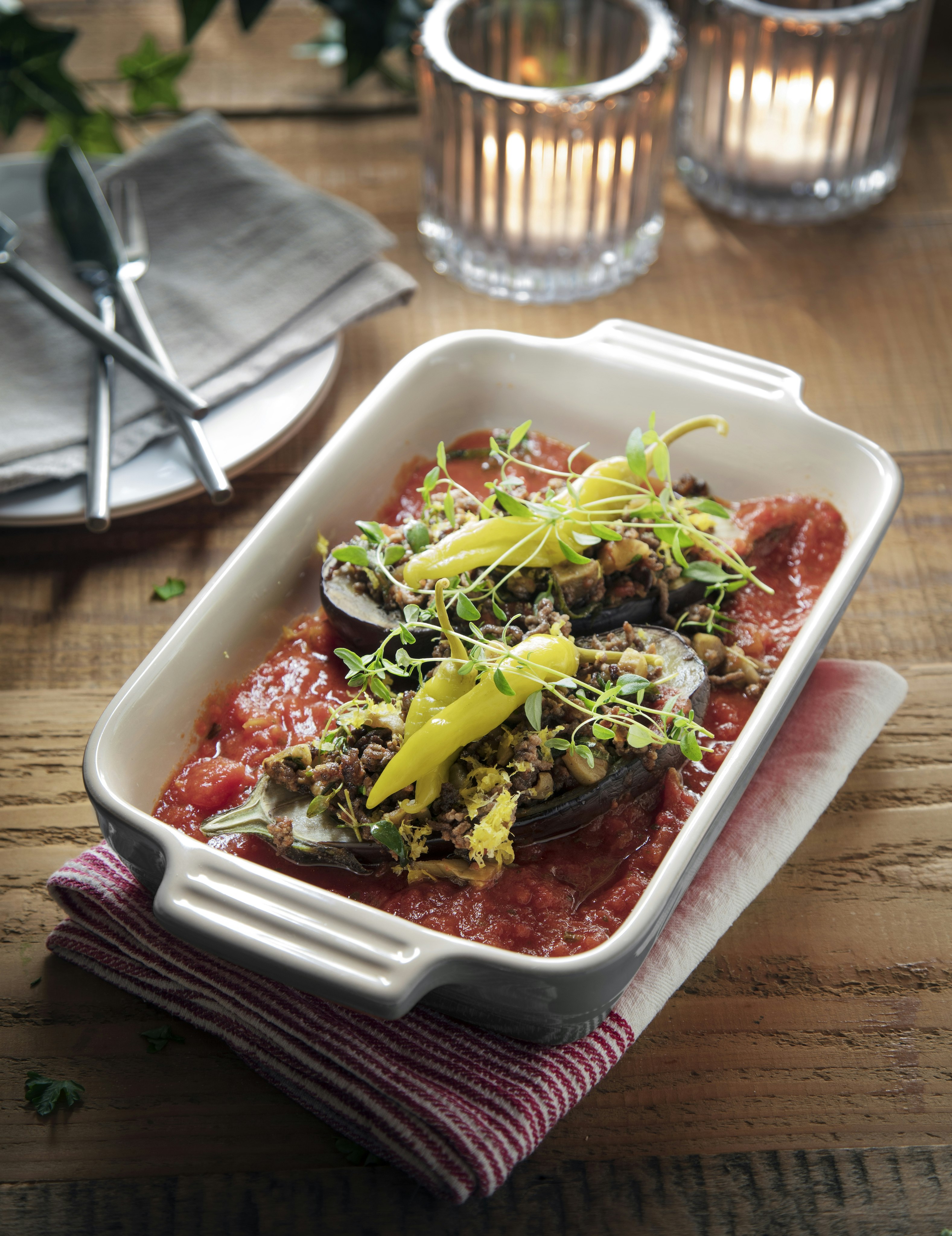 Färsfyllda auberginer