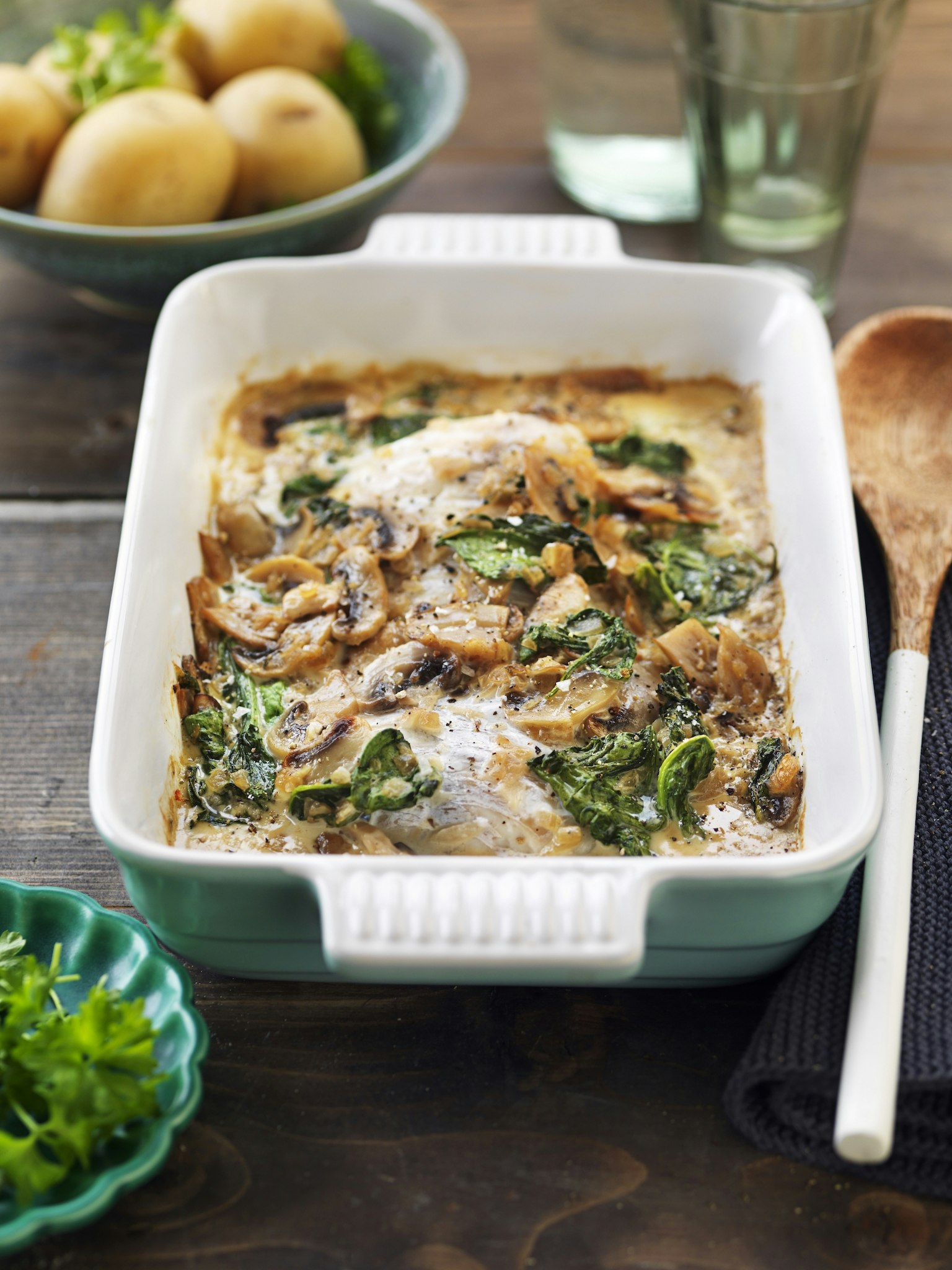 Fisk i krämig svampsås