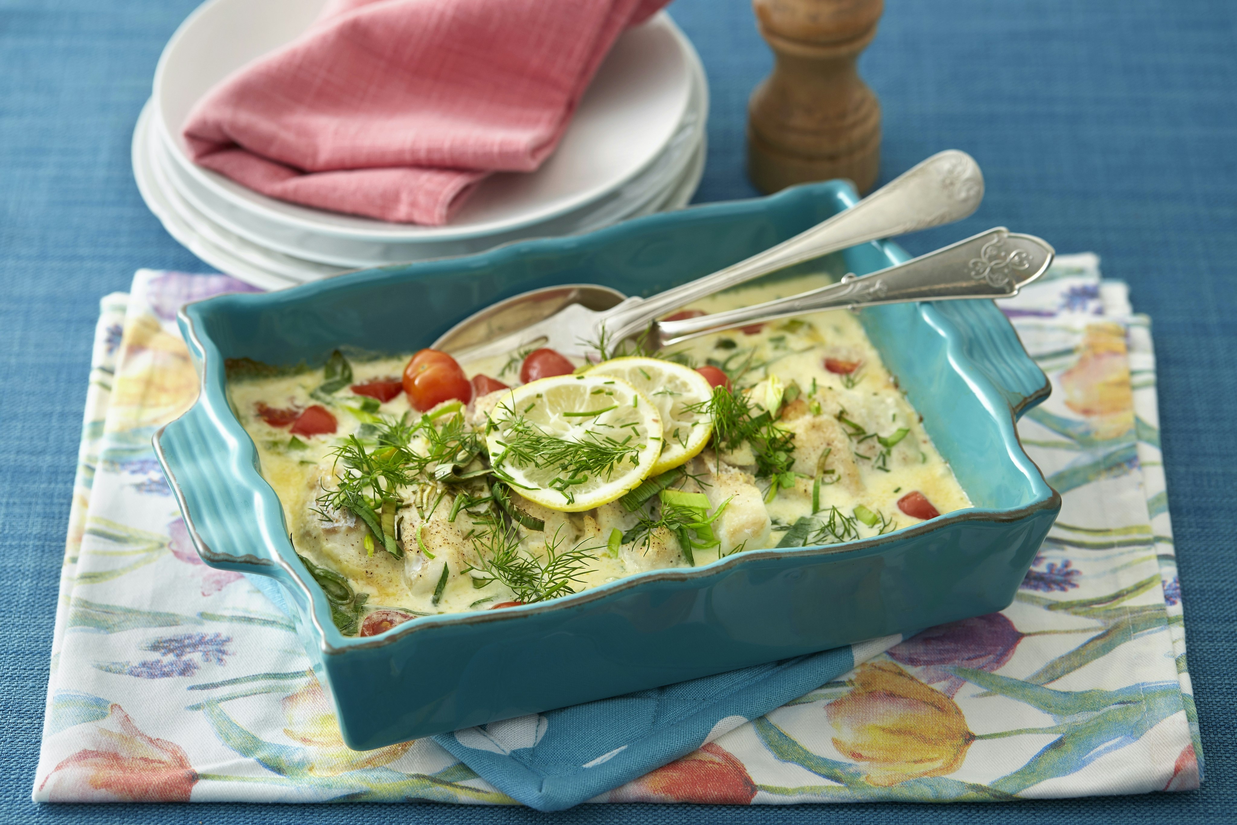 Fiskgratäng med dill och purjolök