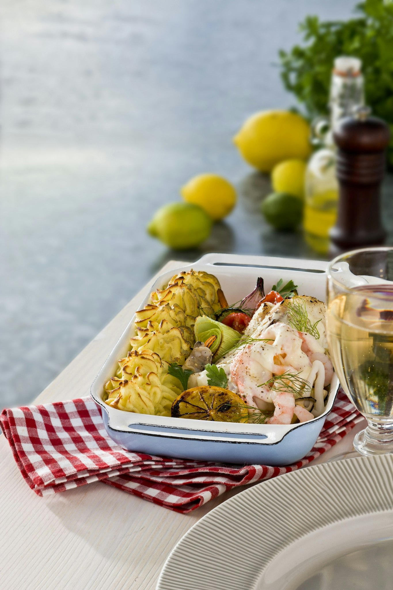 Fiskgratäng med lyxigt mos