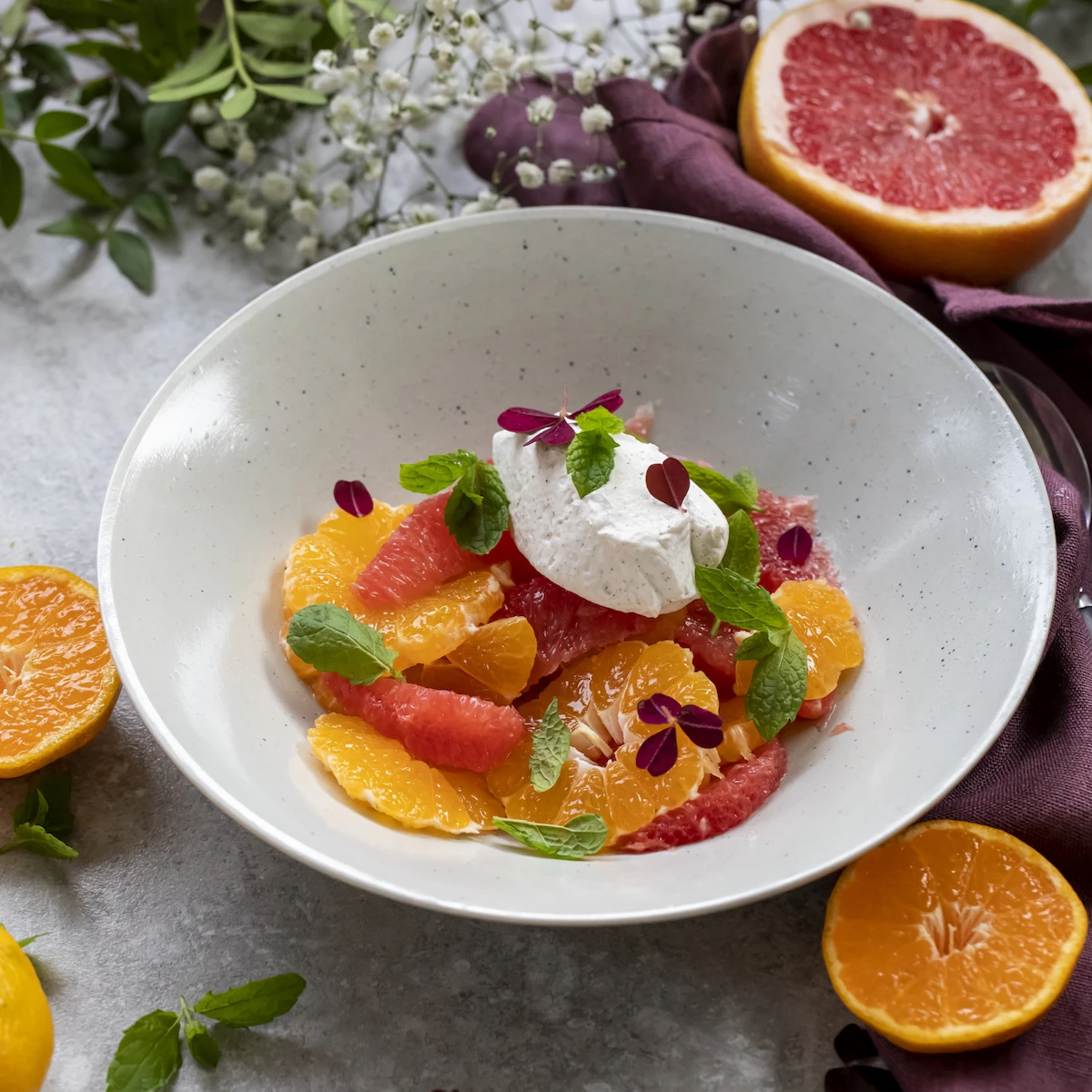 Fruktsallad med grapefrukt och clementin