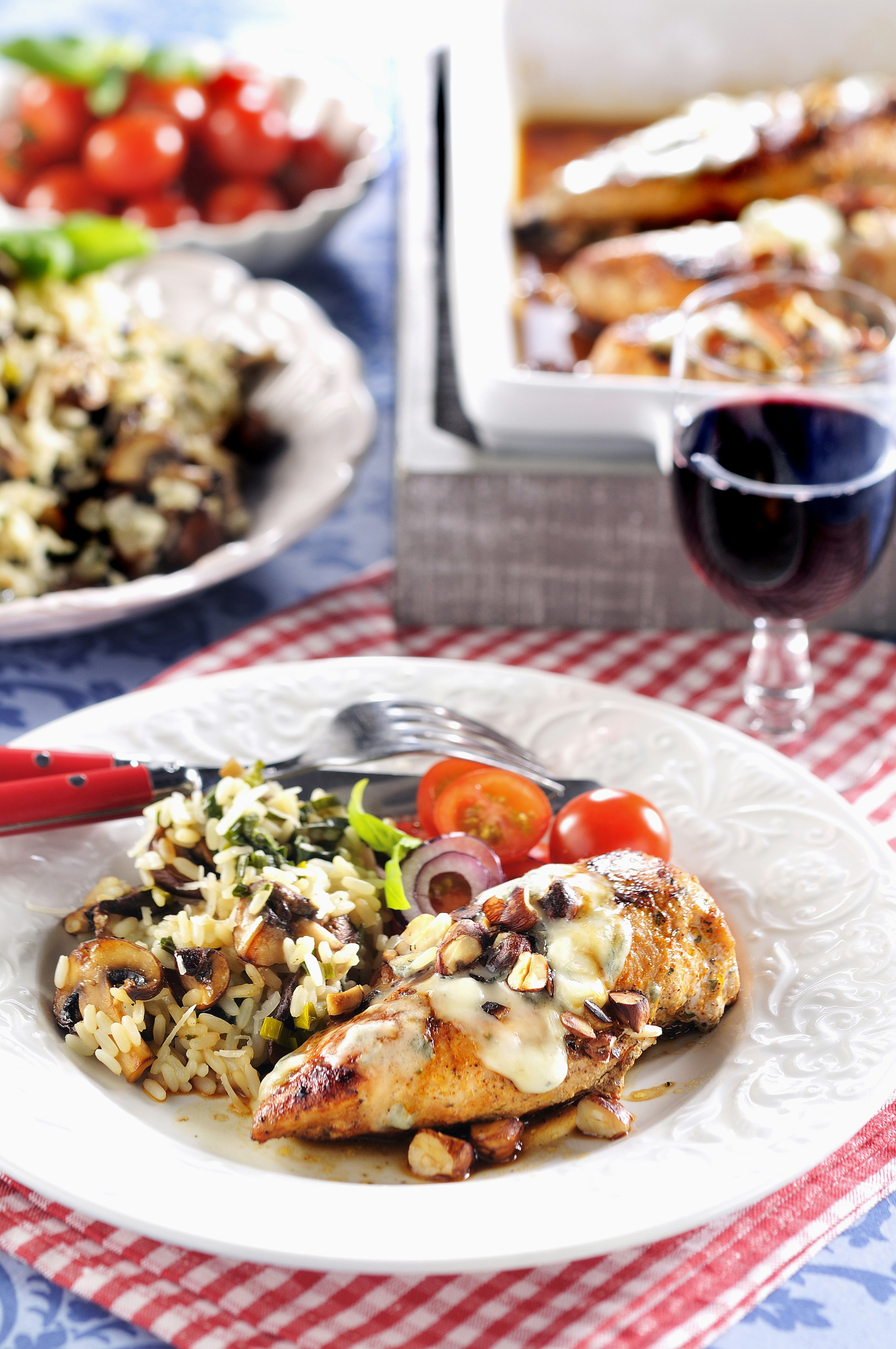 Gorgonzolakyckling med svamprisotto