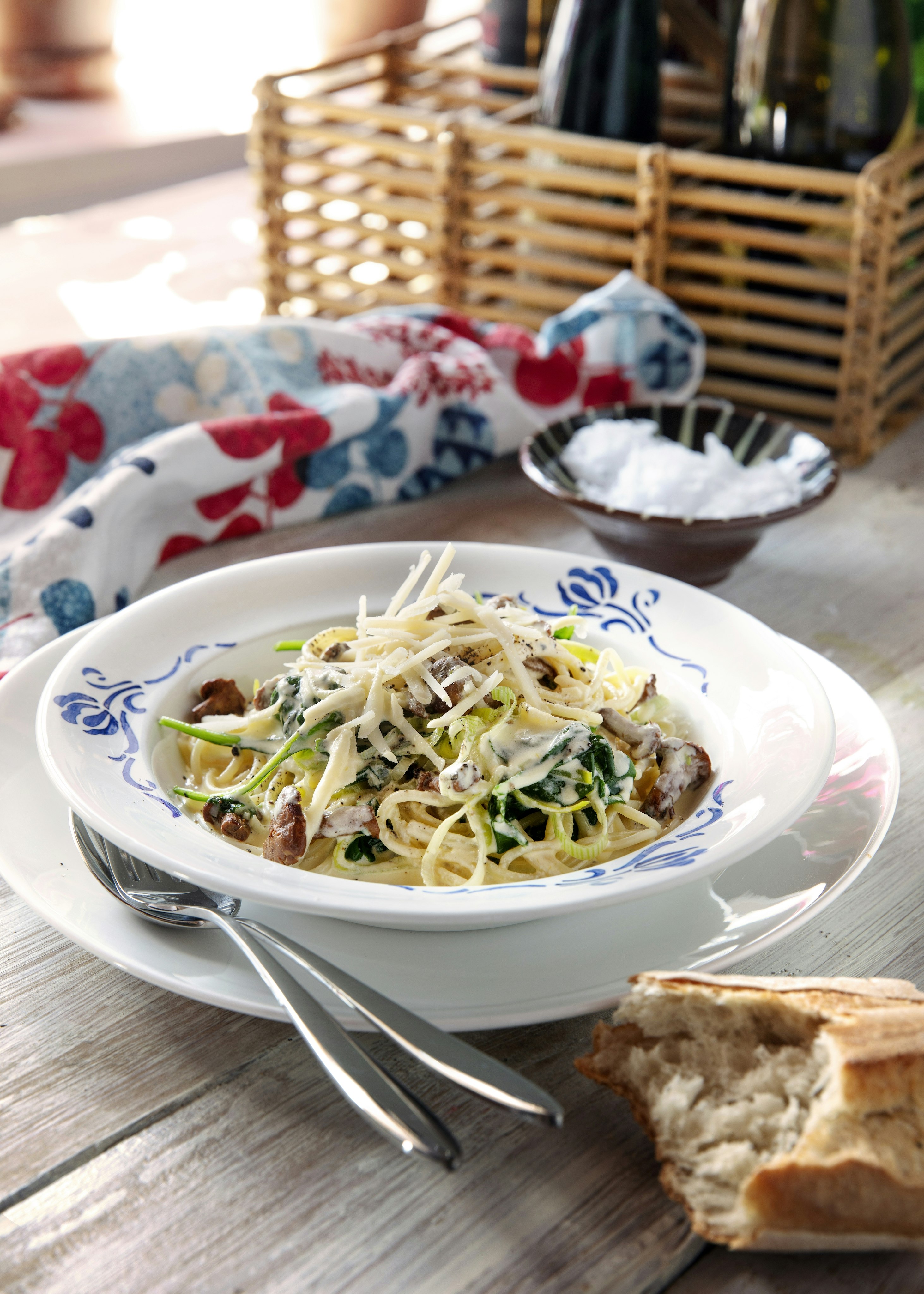 Gräddig svamppasta med spenat