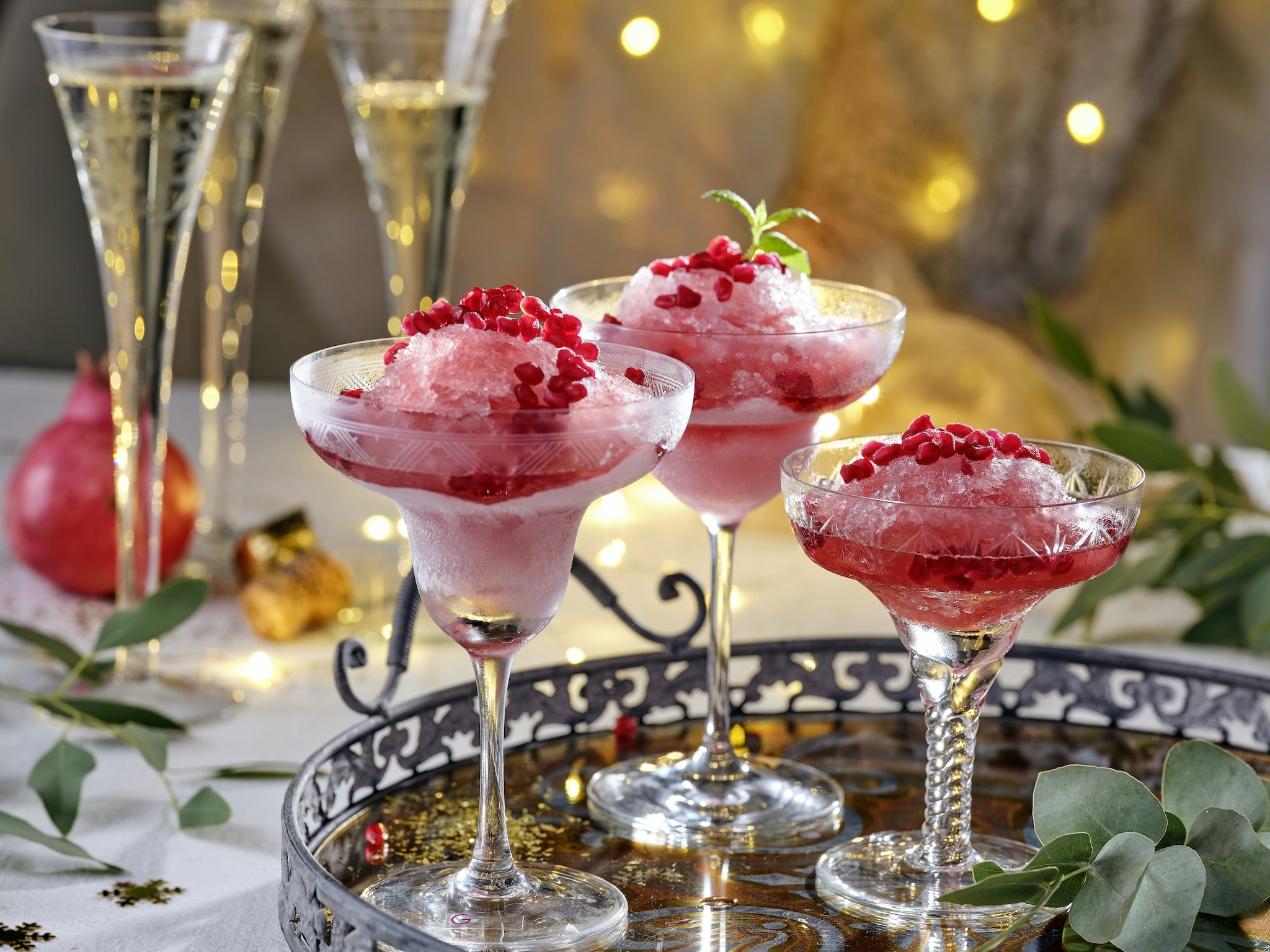 Granité nyårsdessert med mousserande vin