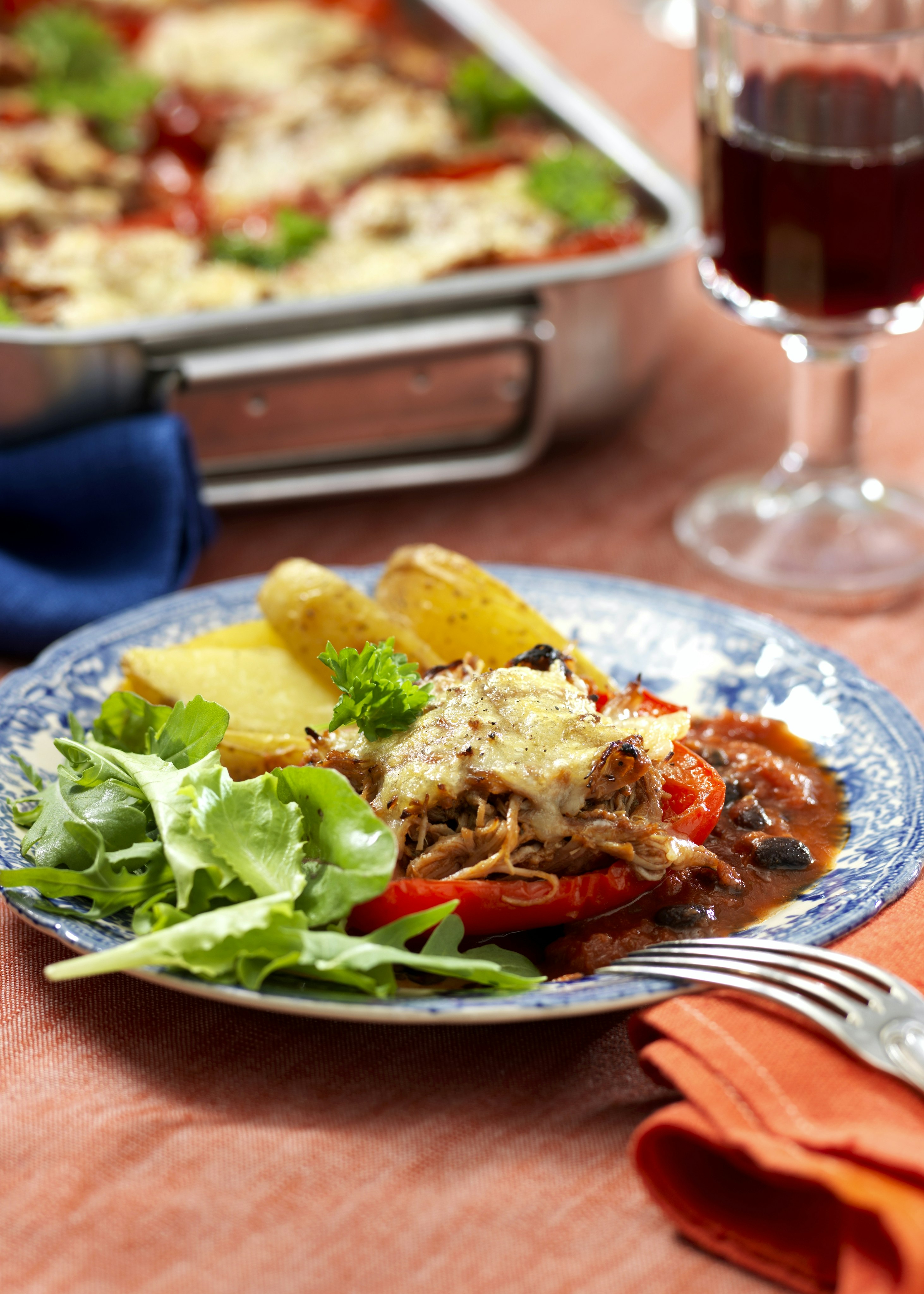 Gratinerad paprika med pulled pork