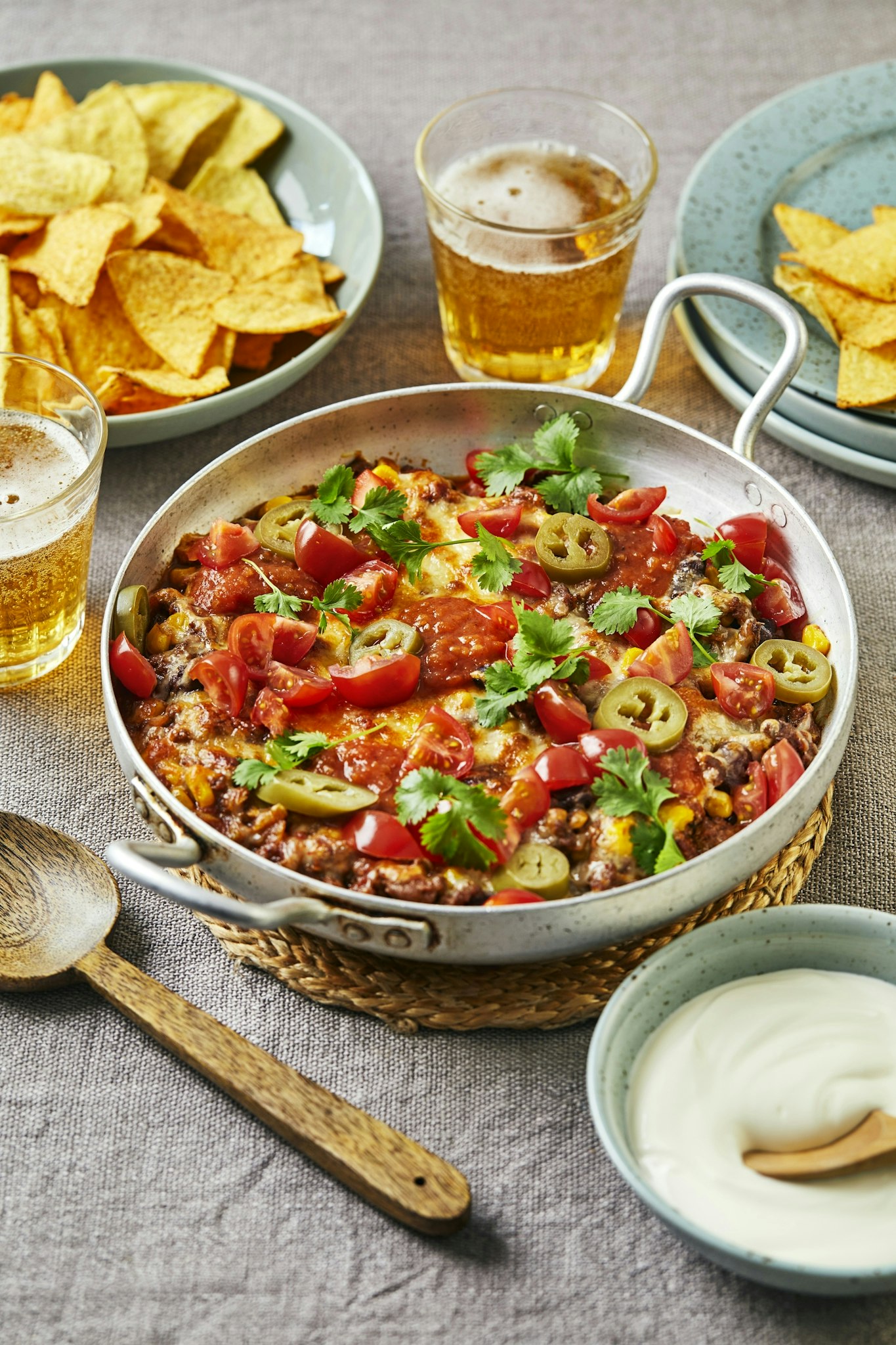 Gratinerad tacoköttfärs med tortillachips