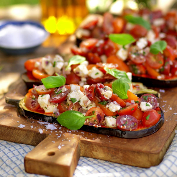 Skivad Aubergine Med Fetaosttopping skivad-aubergine-med-fetaosttopping