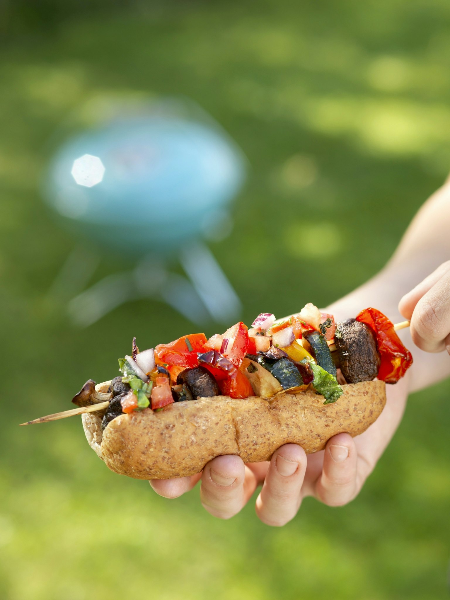 Grillspett med svamp och grönsaker-image