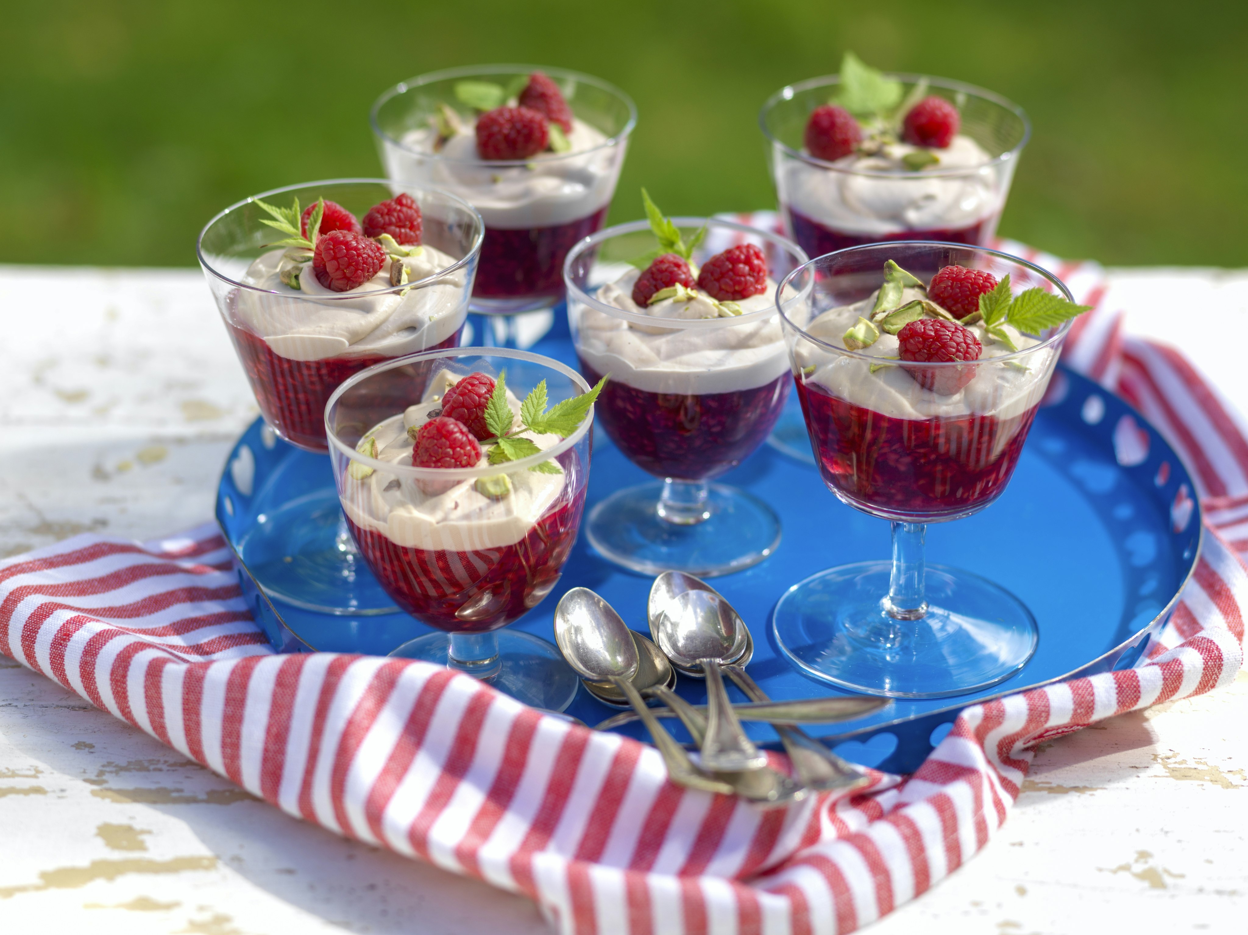 Hallonkräm med mjölkchokladgrädde