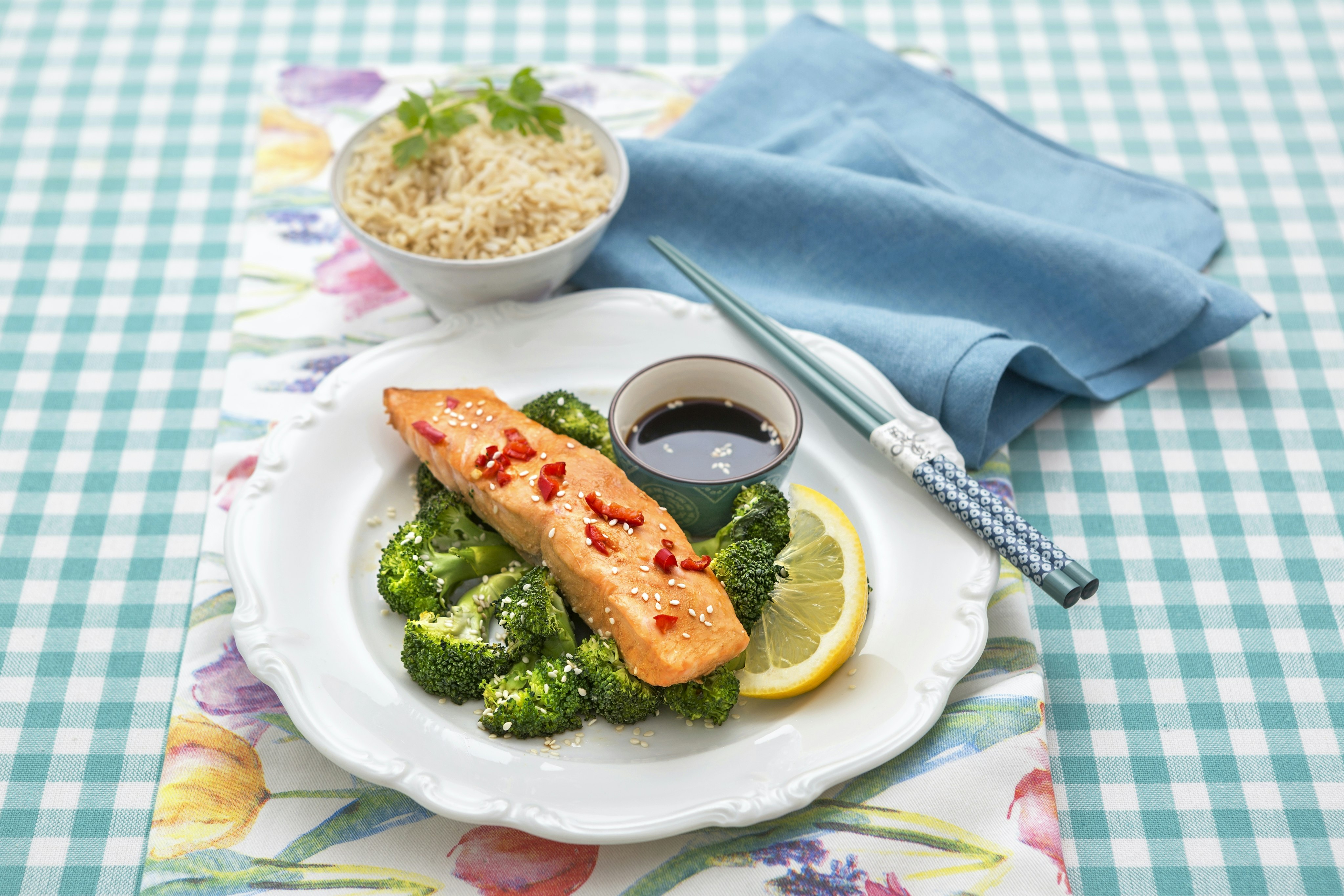 Japansk lax med broccoli