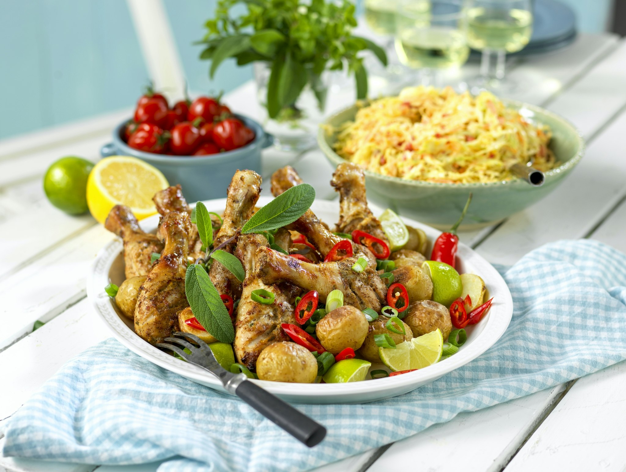 Jerk chicken med coleslaw