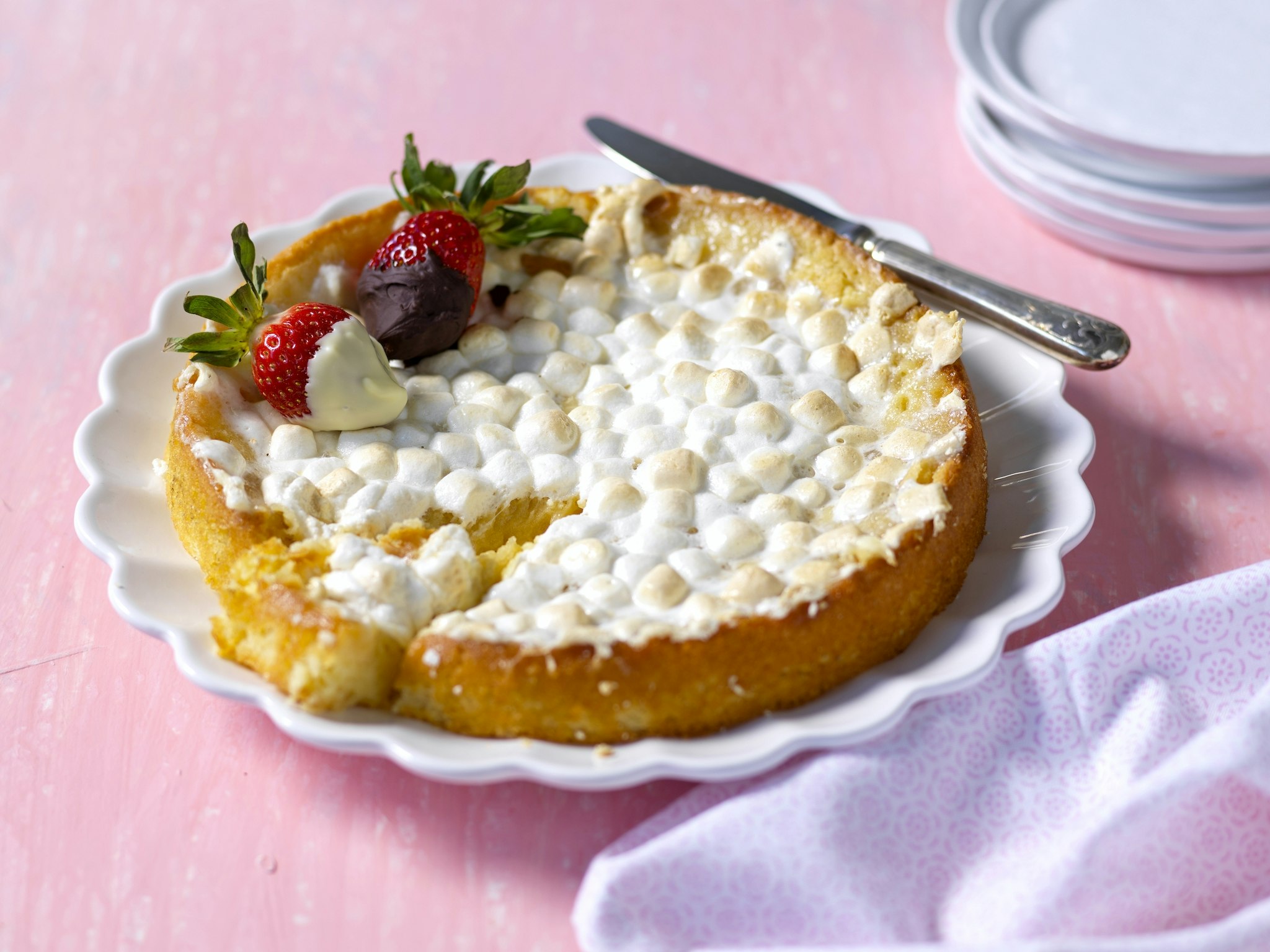 Vit kladdkaka med marshmallows