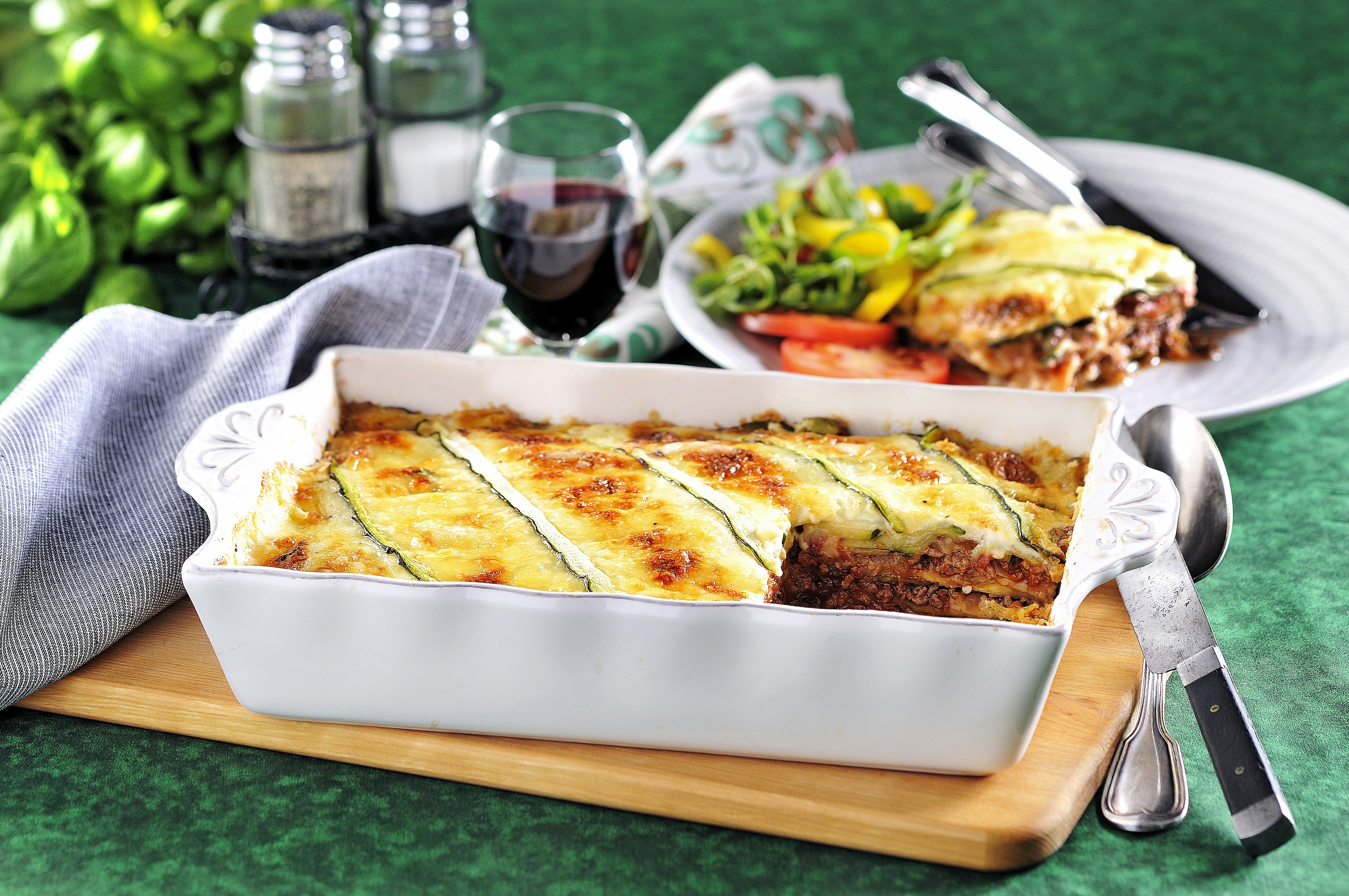 Lasagne med squash- och aubergineplattor