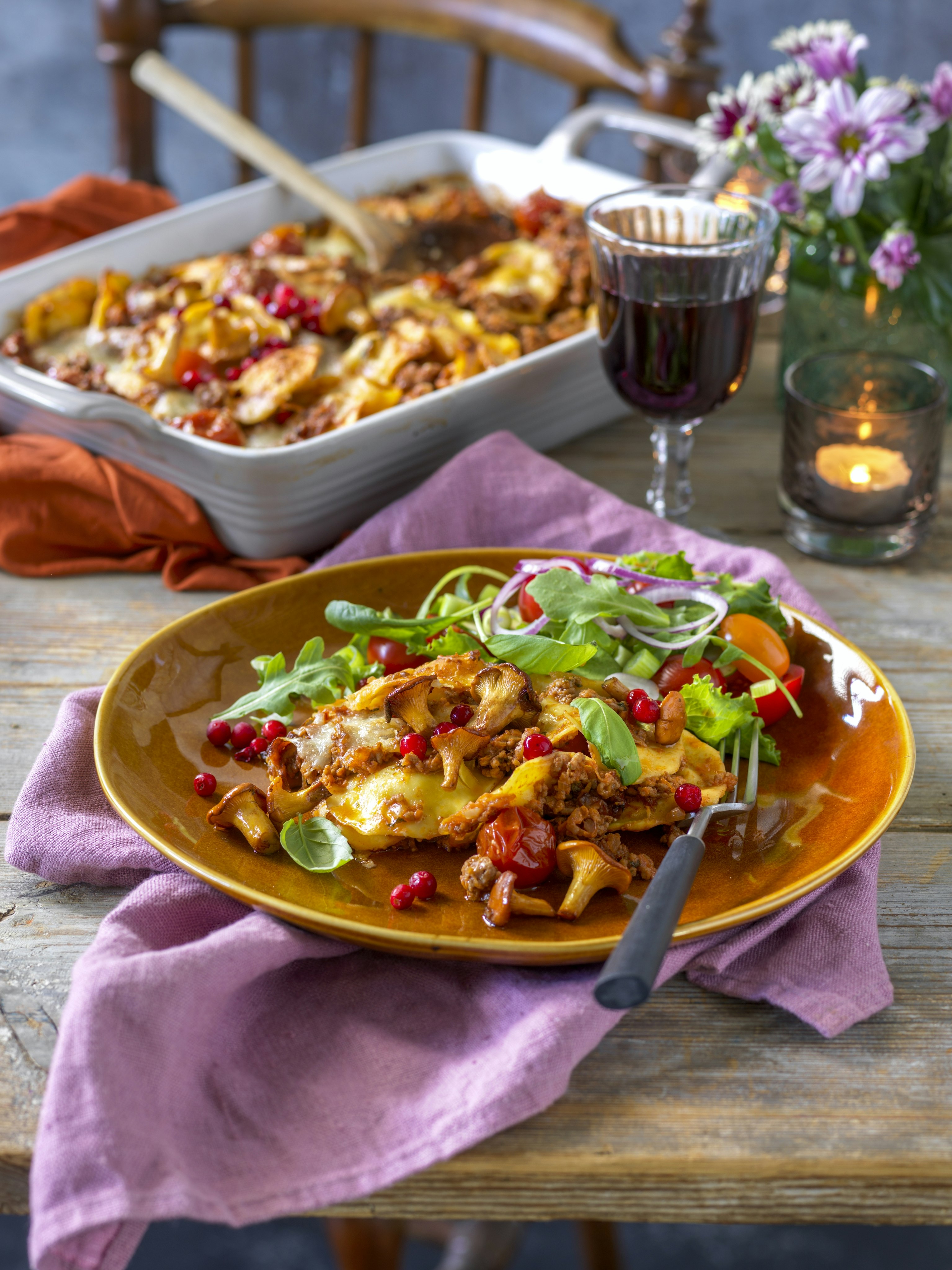 Köttfärsgratäng med tortellini