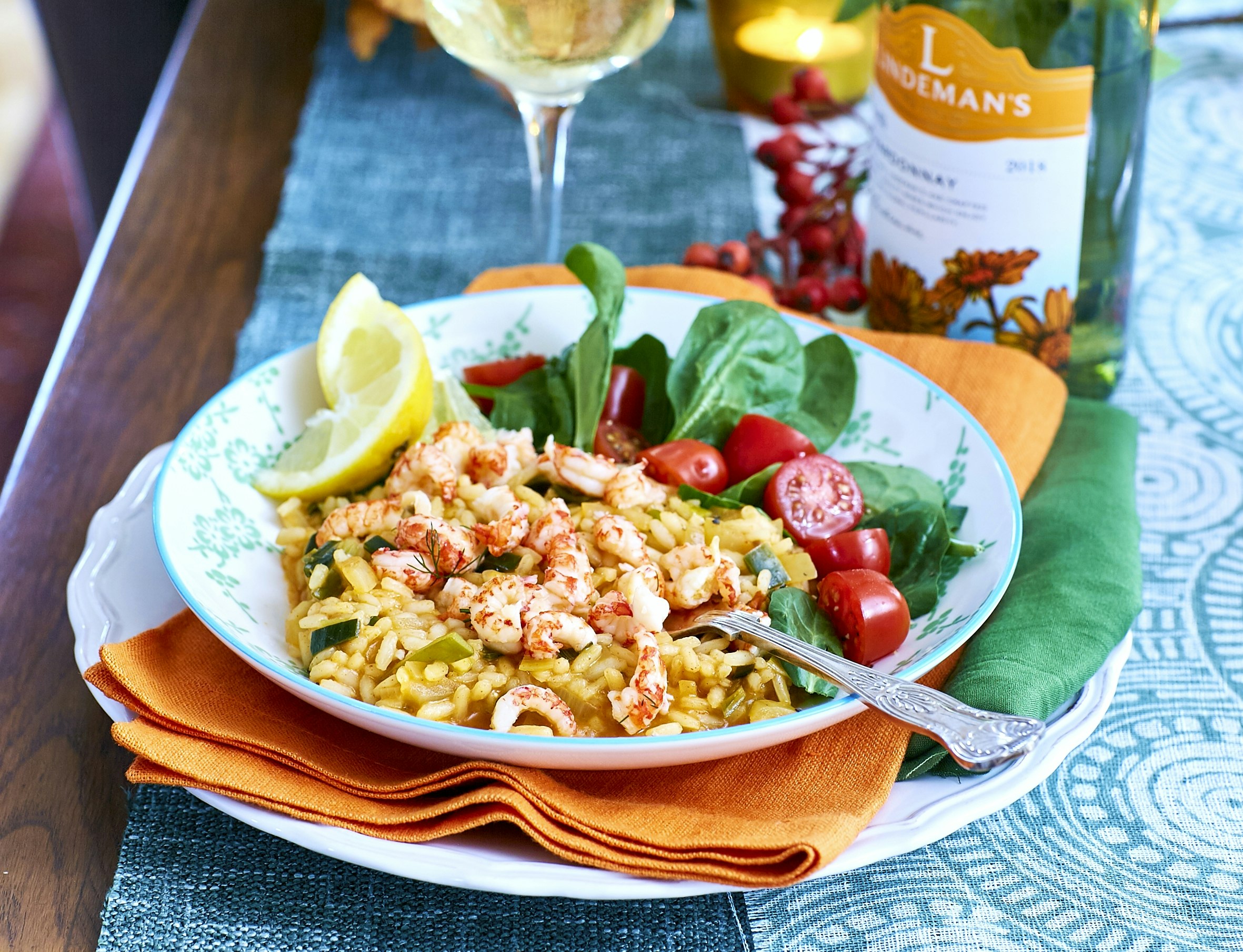 Paprikarisotto med kräftstjärtar