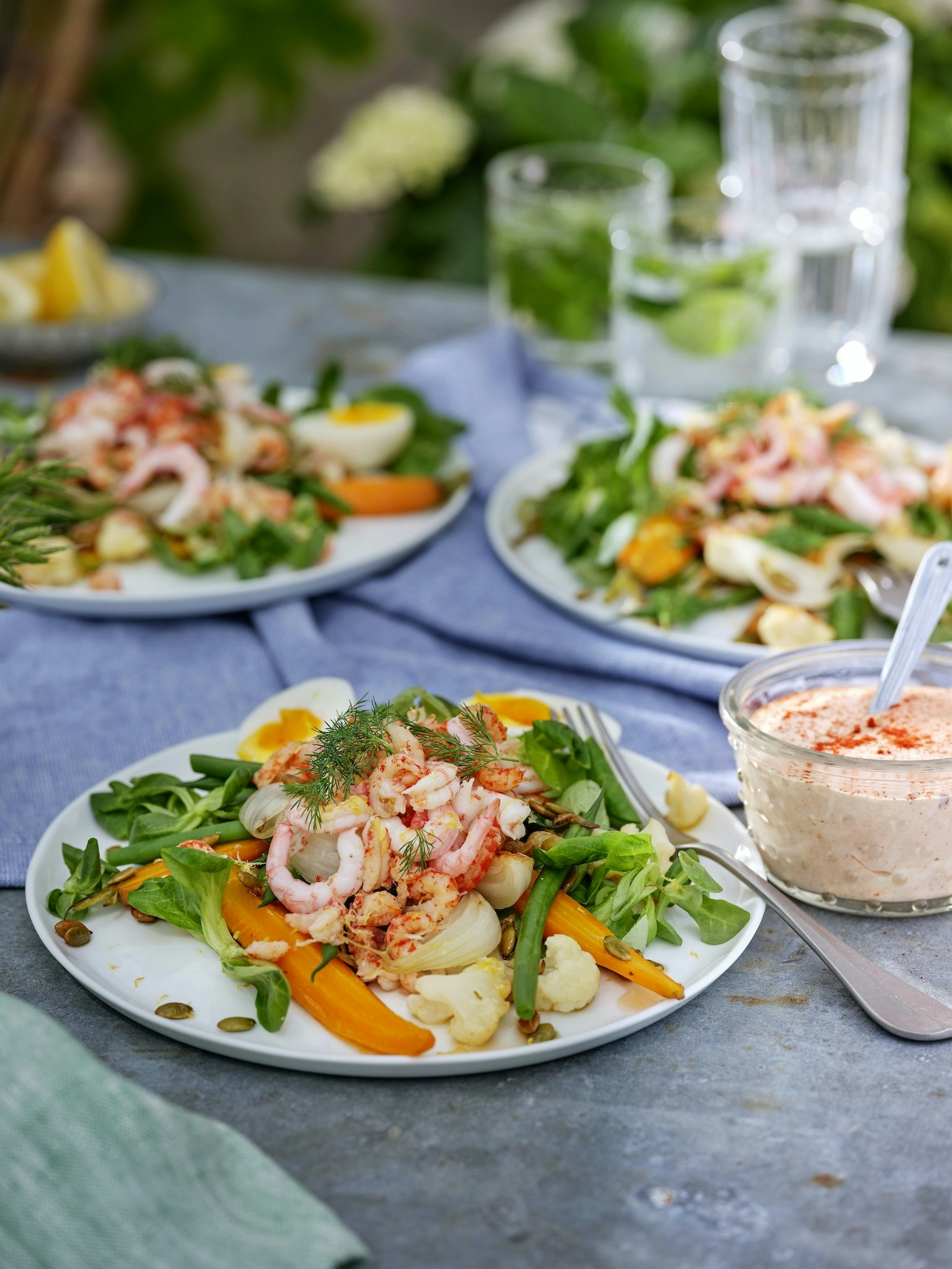 Kräftsallad med chilikräm