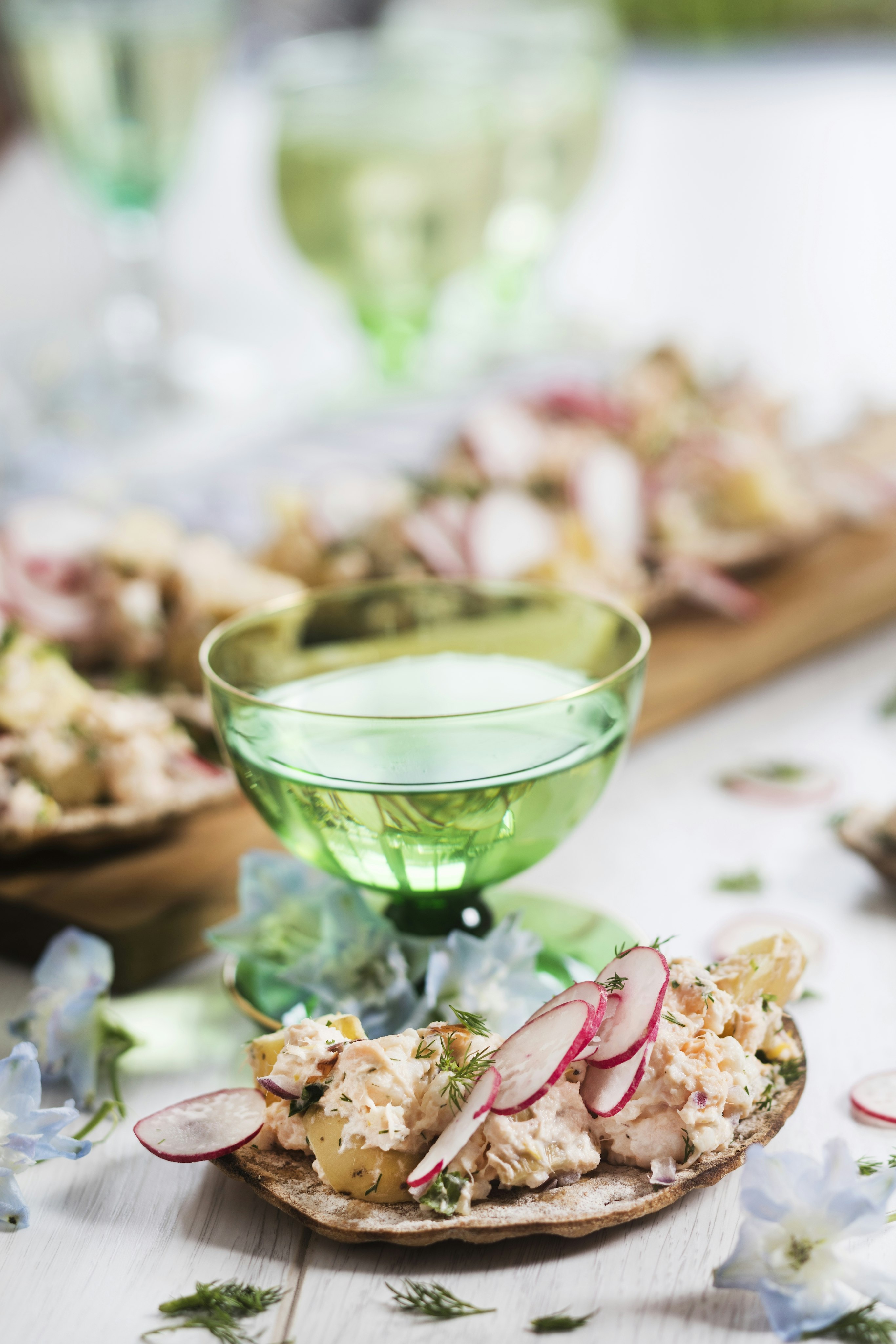 Krämig lax- och räkröra med potatis