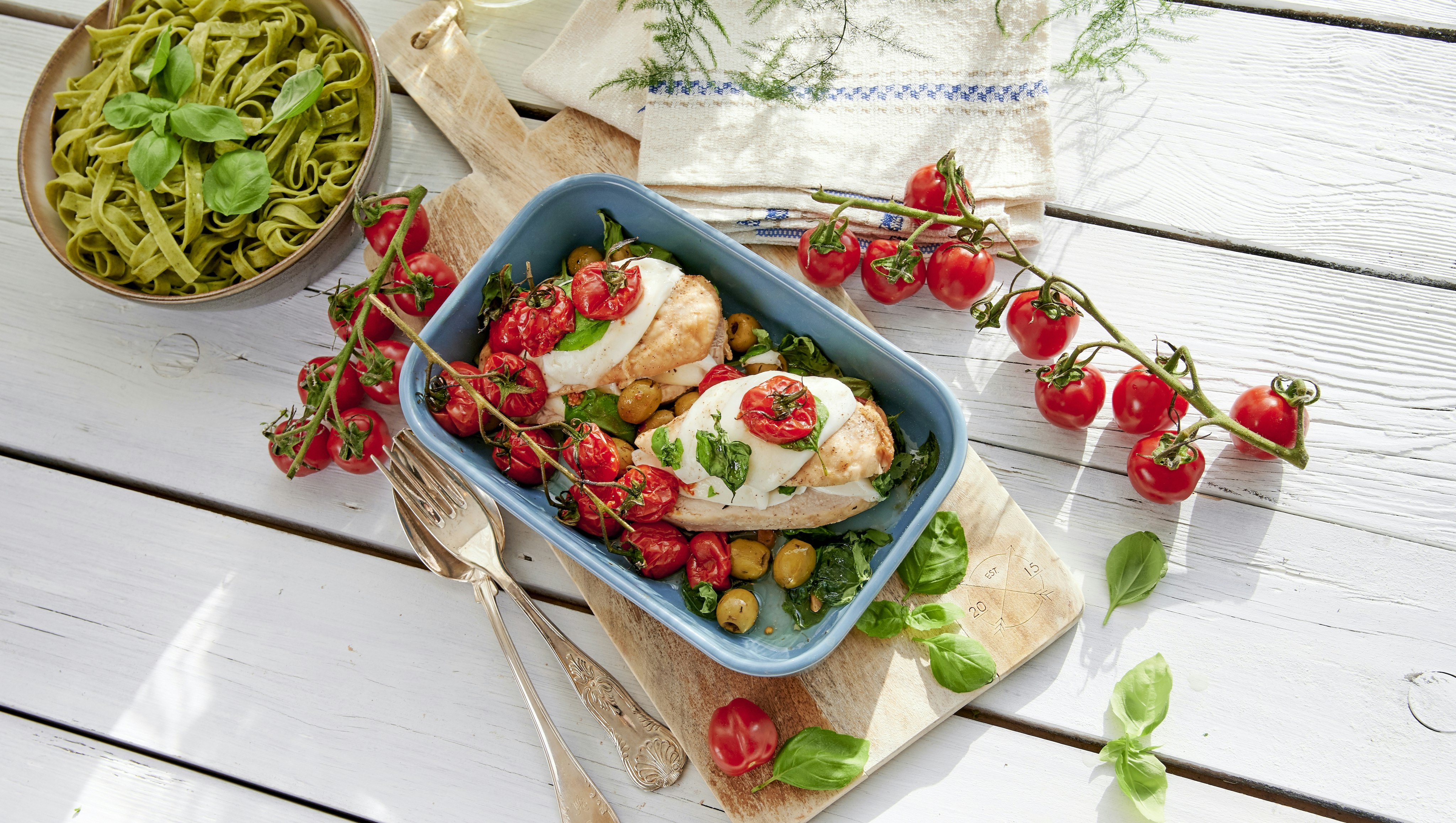 Pasta al forno med kyckling