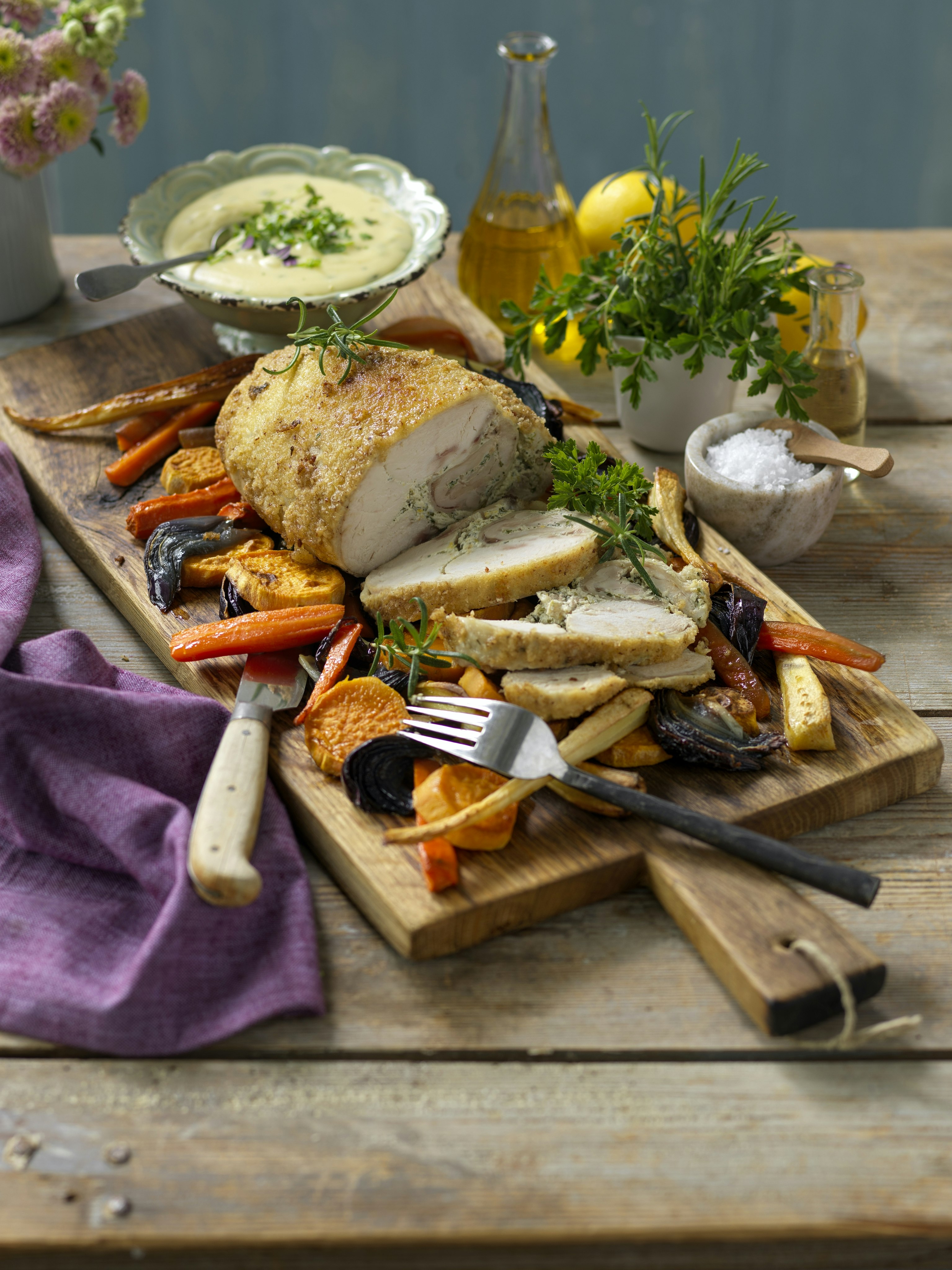 Kycklingballotine med örter