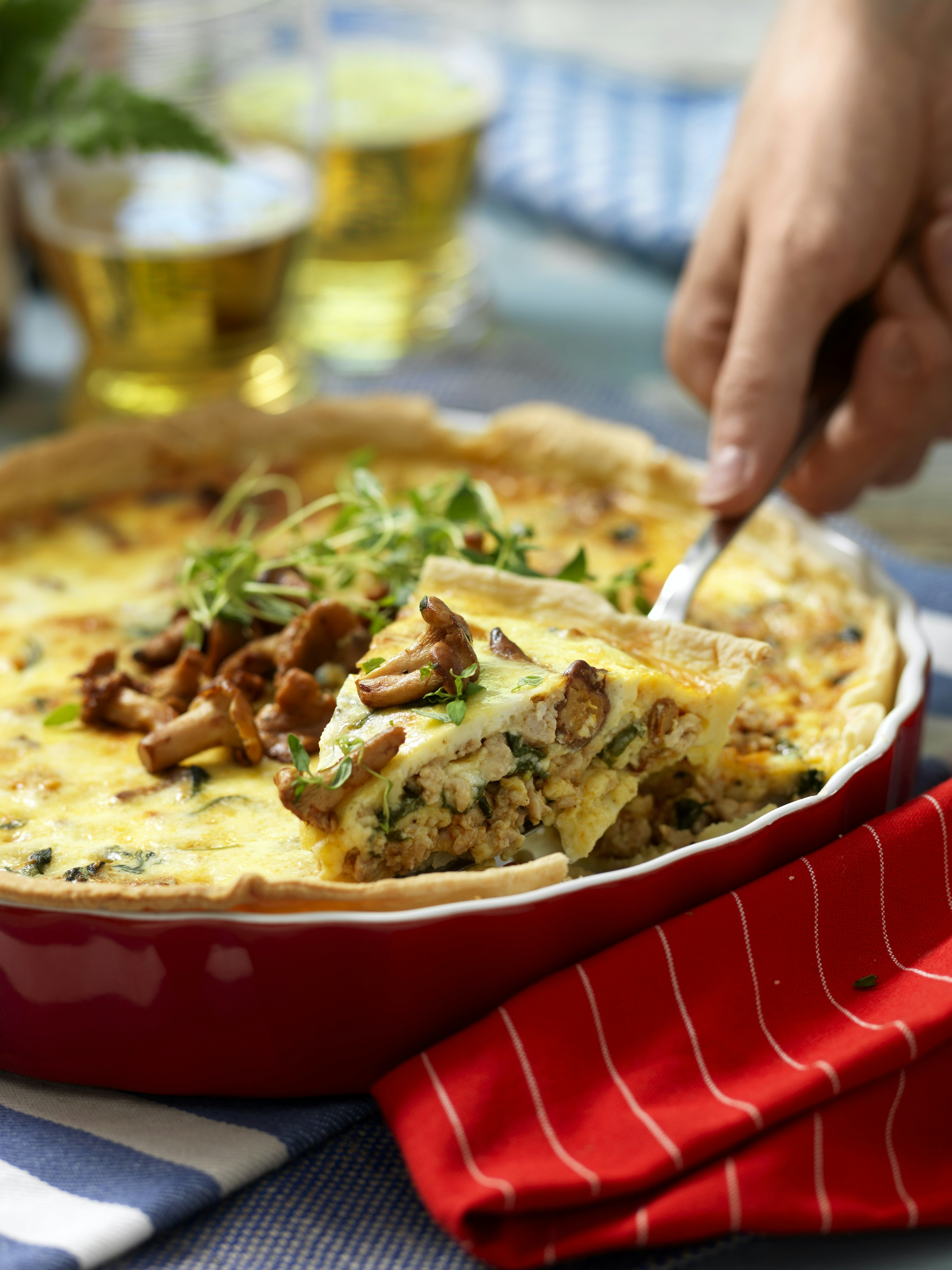 Kycklingfärspaj med kantareller