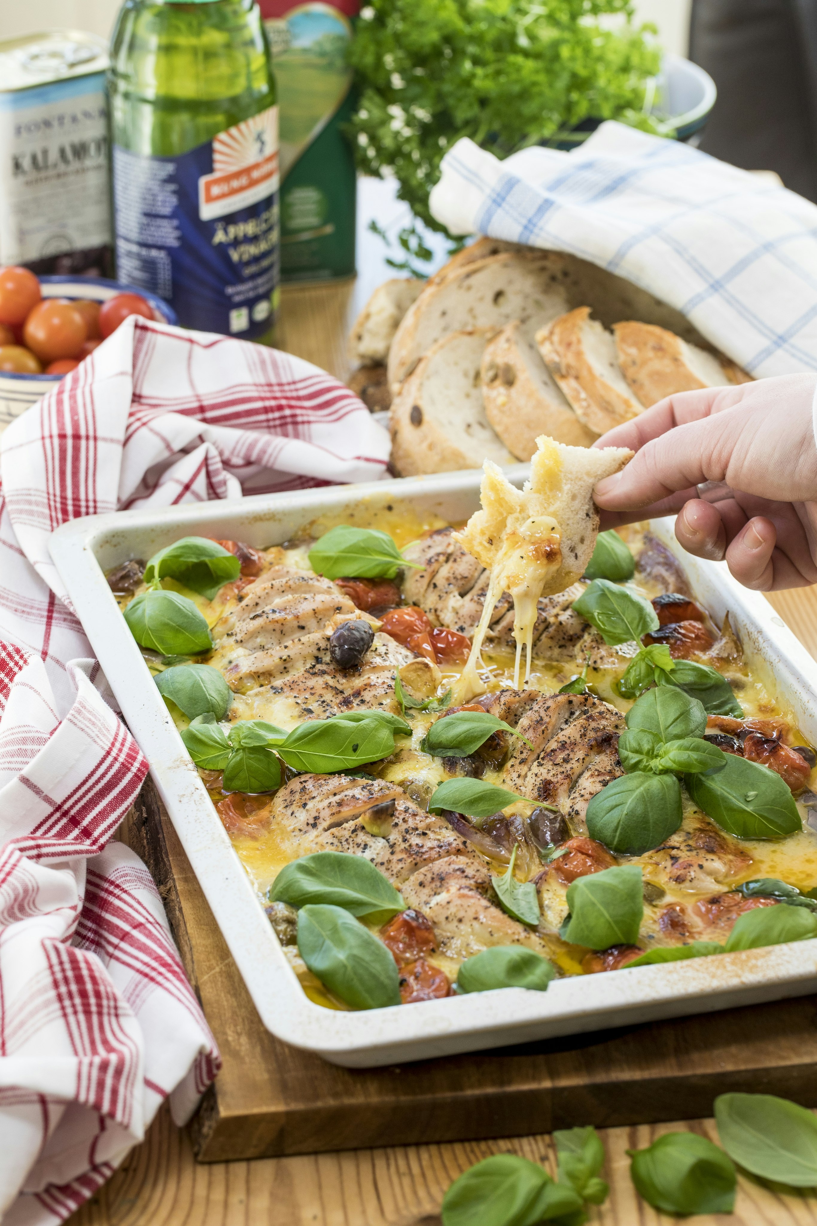 Mozzarella och tomatgratinerad kyckling