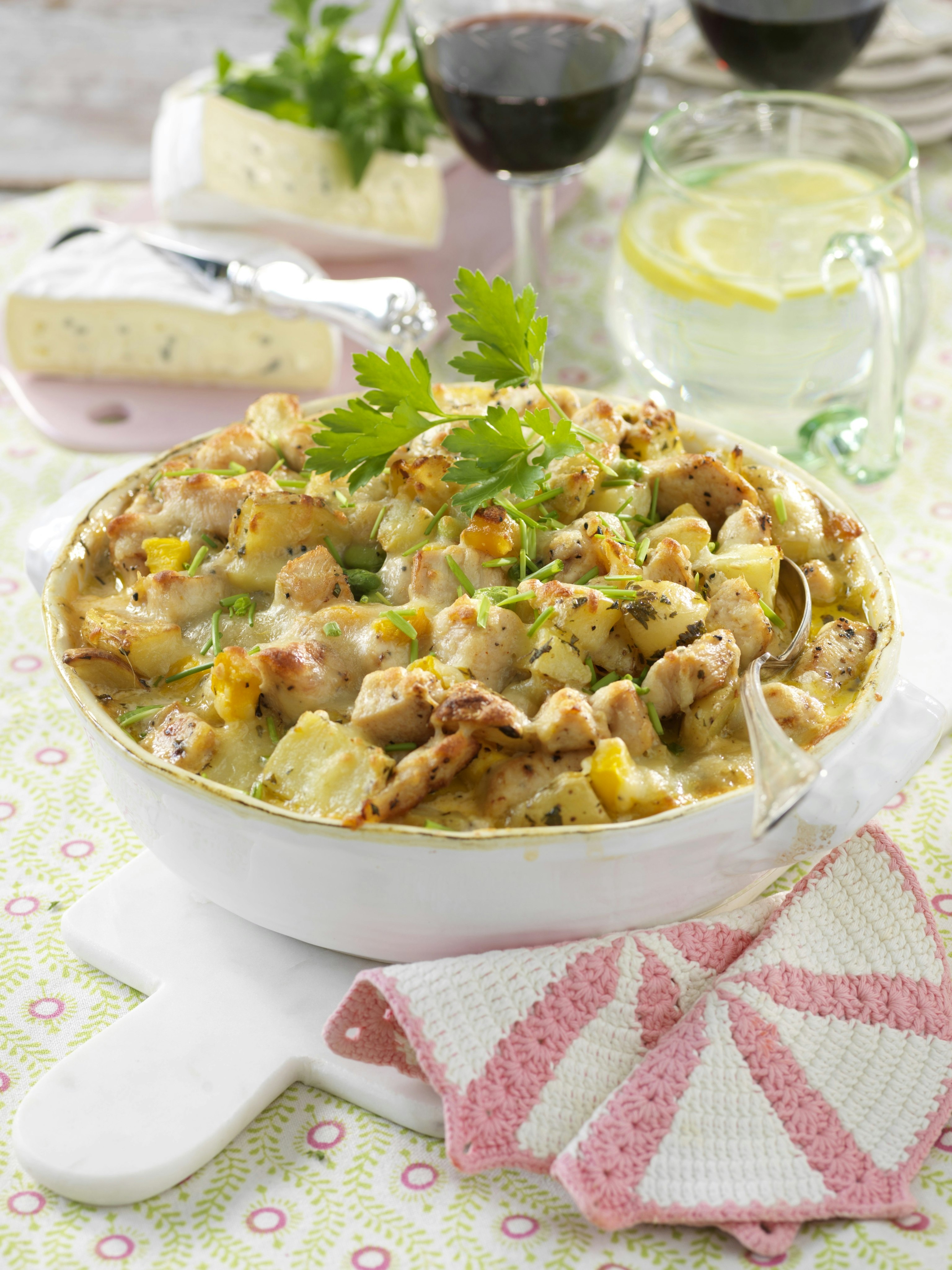 Kycklinggratäng med mango chutney och potatis