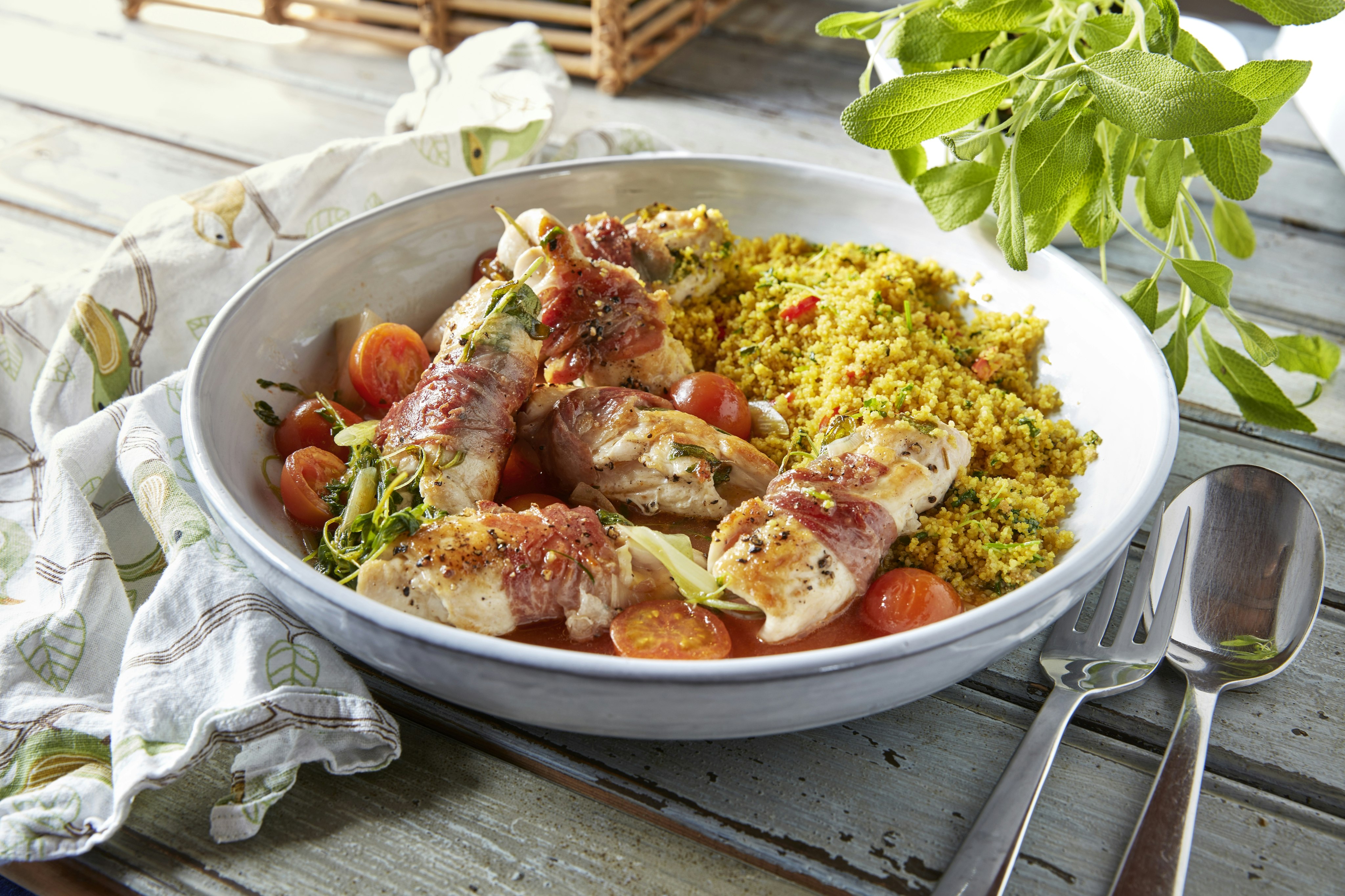 Kycklingrulader med kryddig couscous