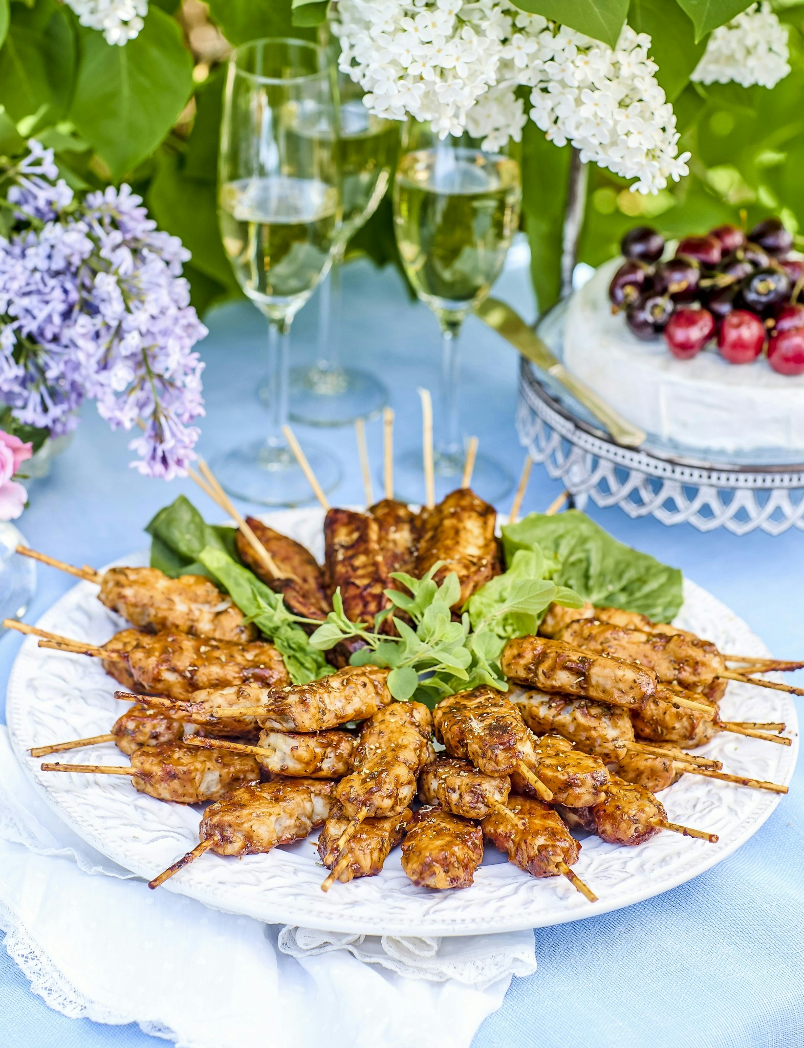 Kycklingspett och vegospett med pizzakryddor