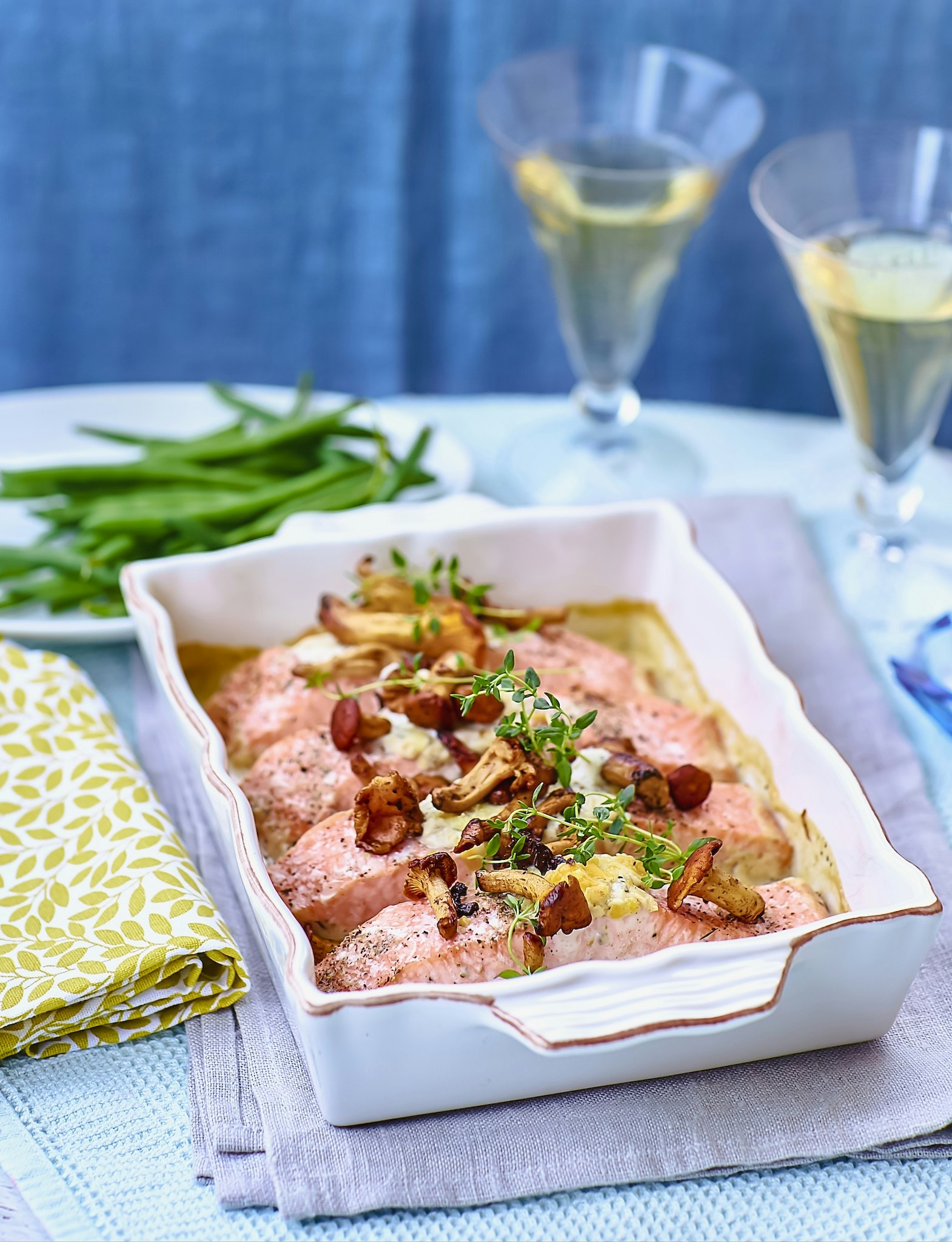 Laxgratäng med svamp och timjan