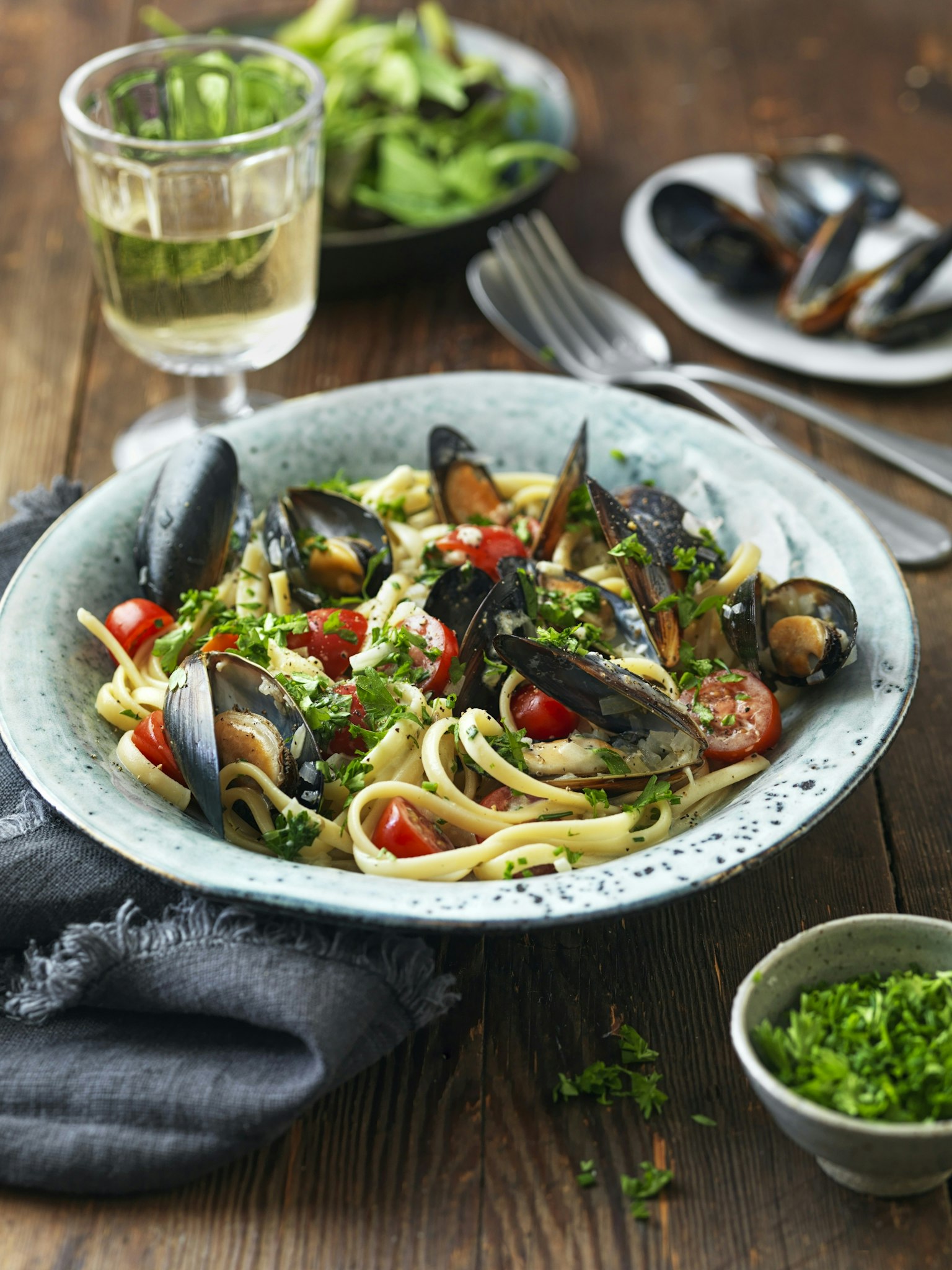 Linguine med blåmusslor