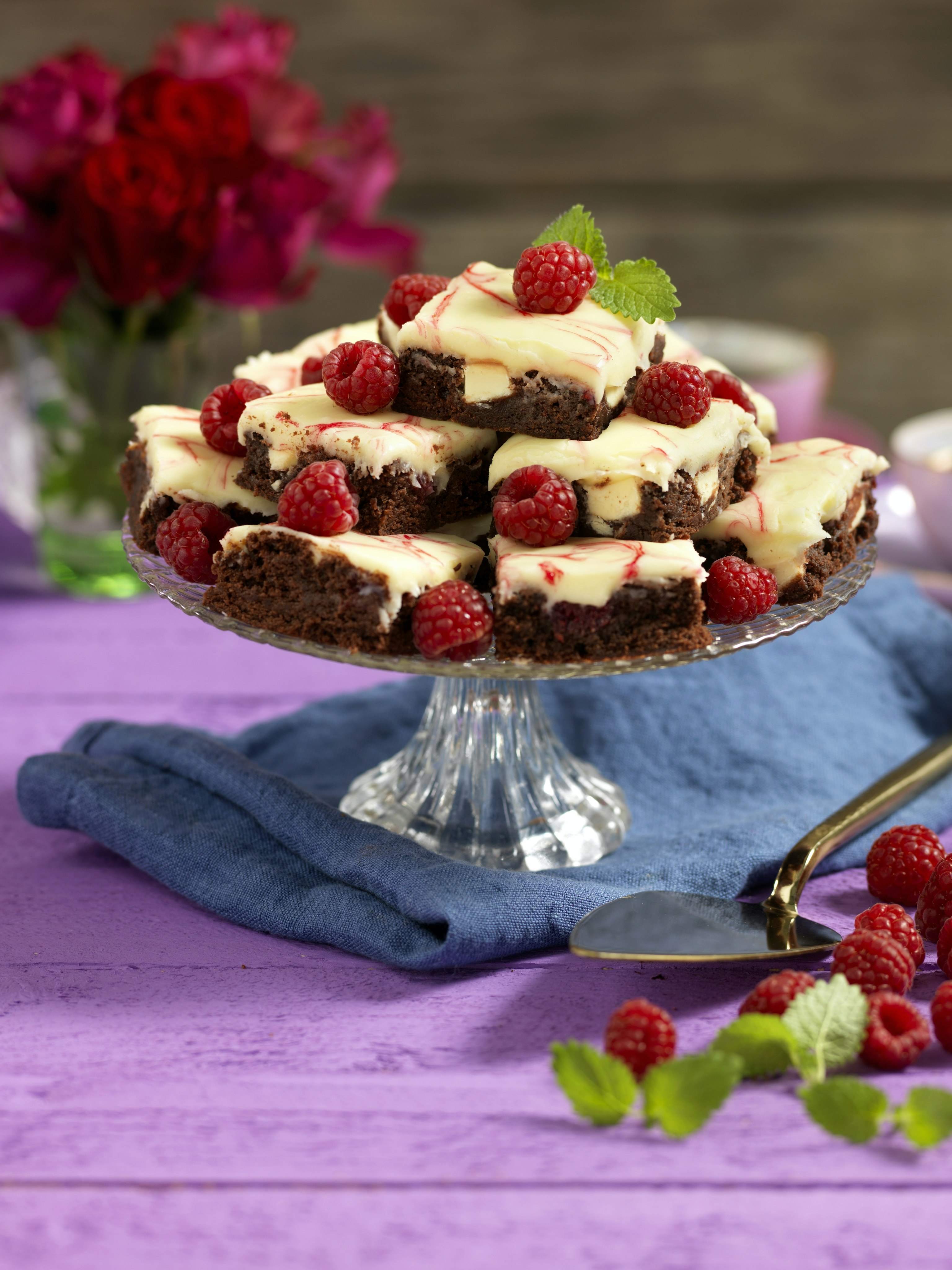 Marmorerade hallonbrownies