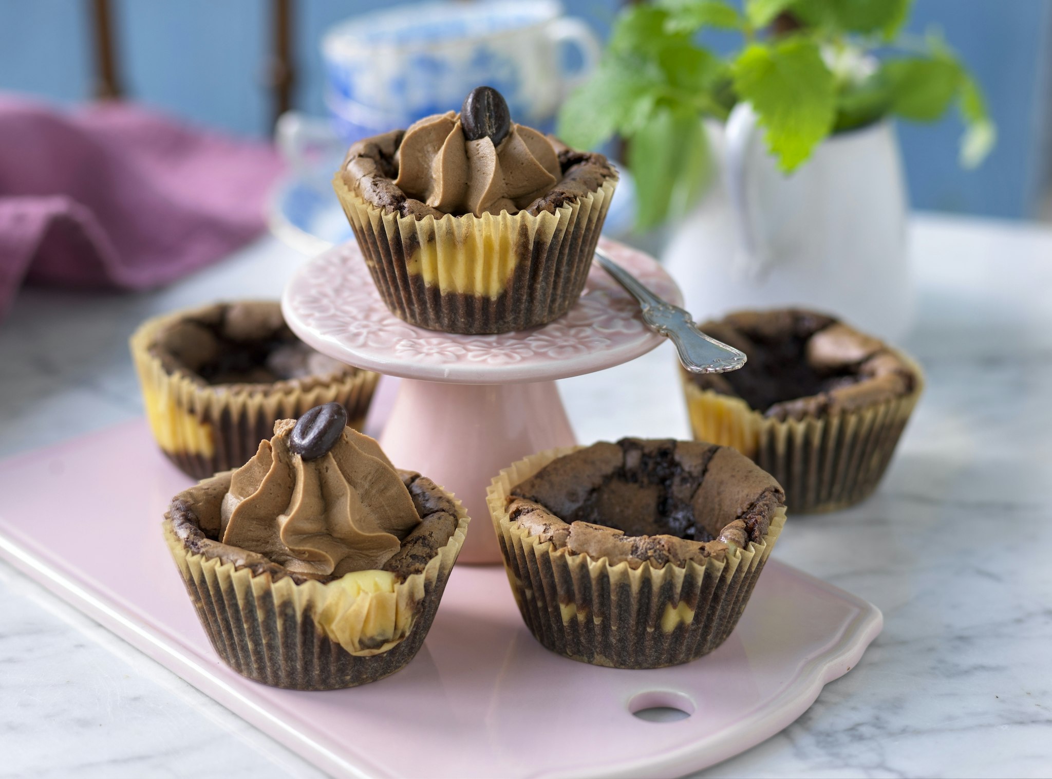 Marmorerade muffins med chokladmockafrosting