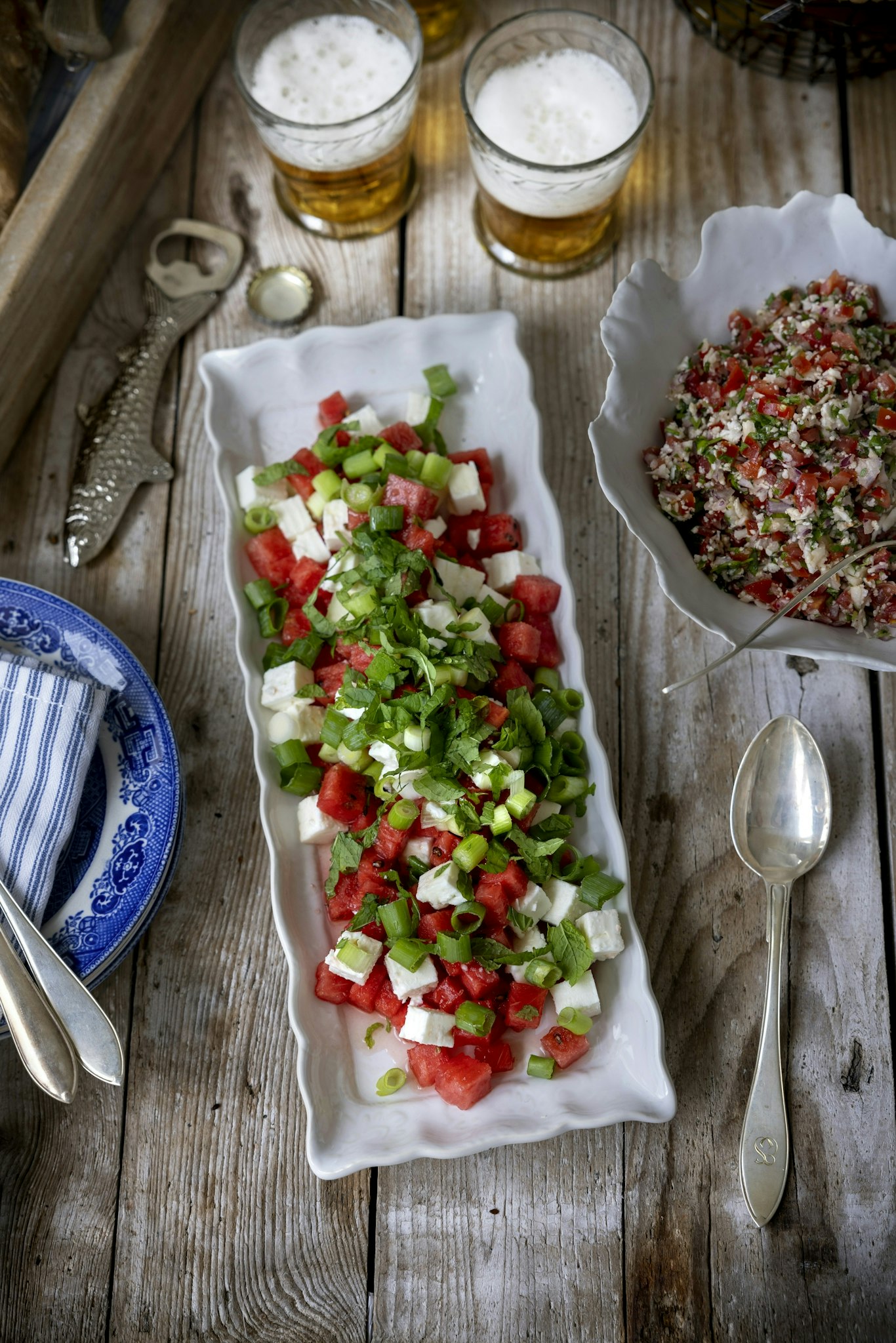 Melonsallad med mynta och fetaost