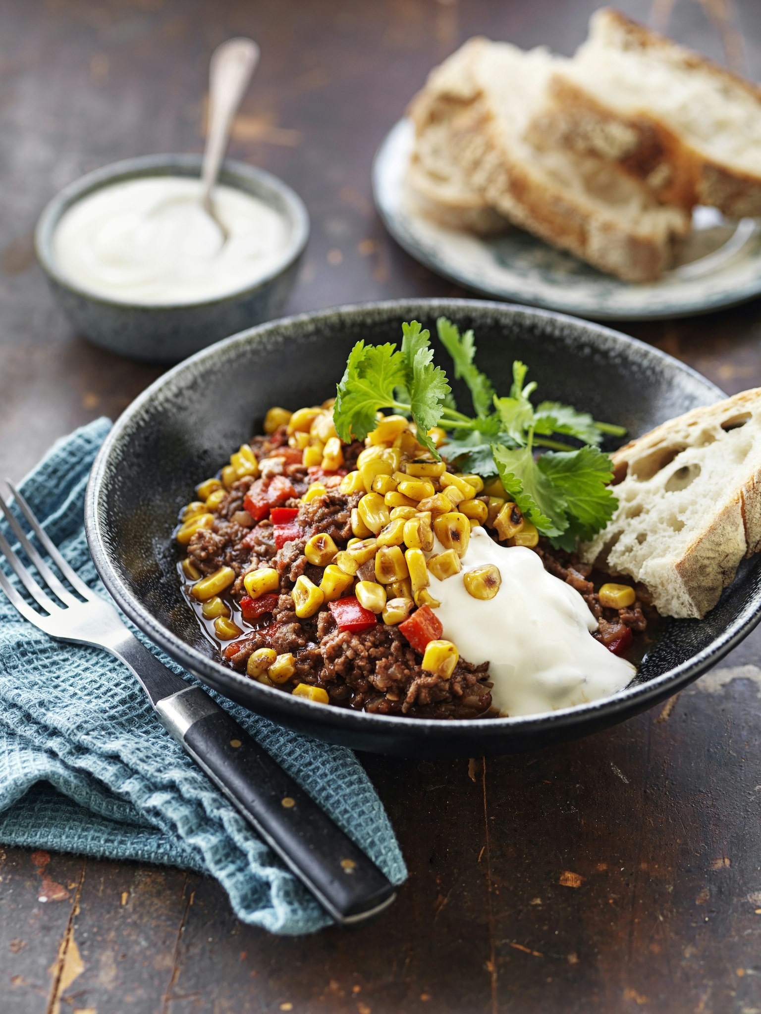 Mustig chiligryta med rostad majs