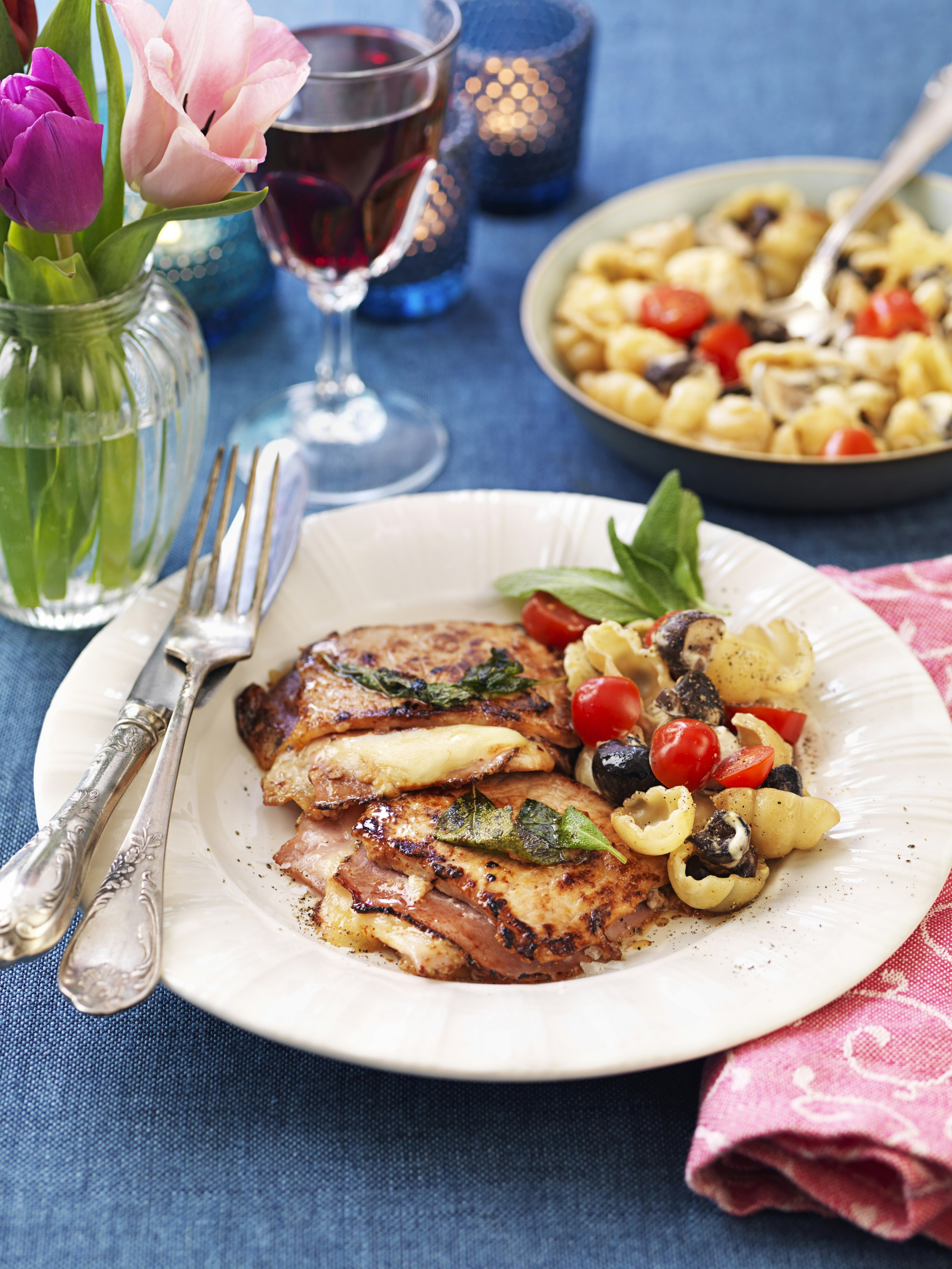 Ost- och skinkfylld fläskytterfilé