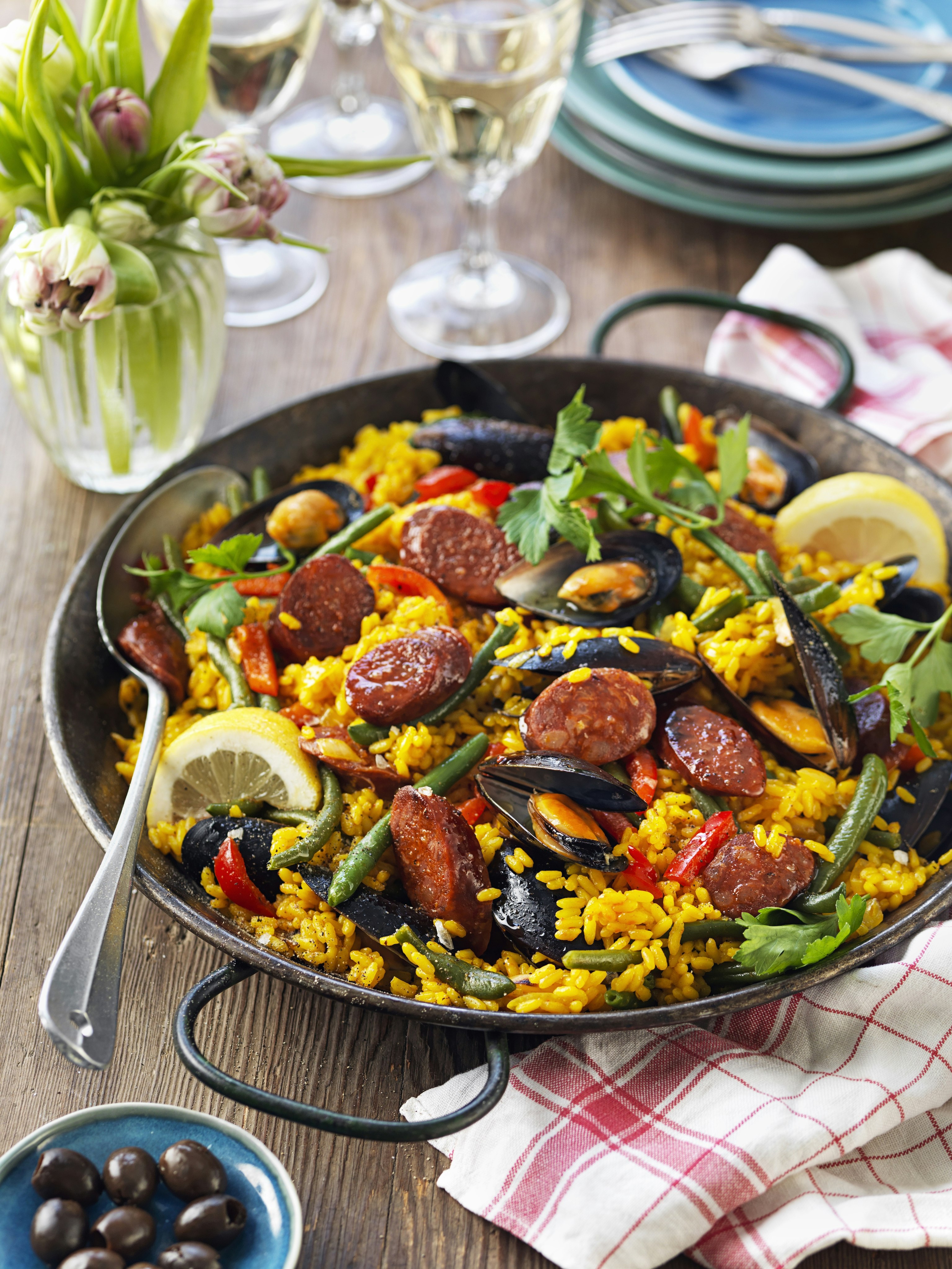 Paella med chorizo