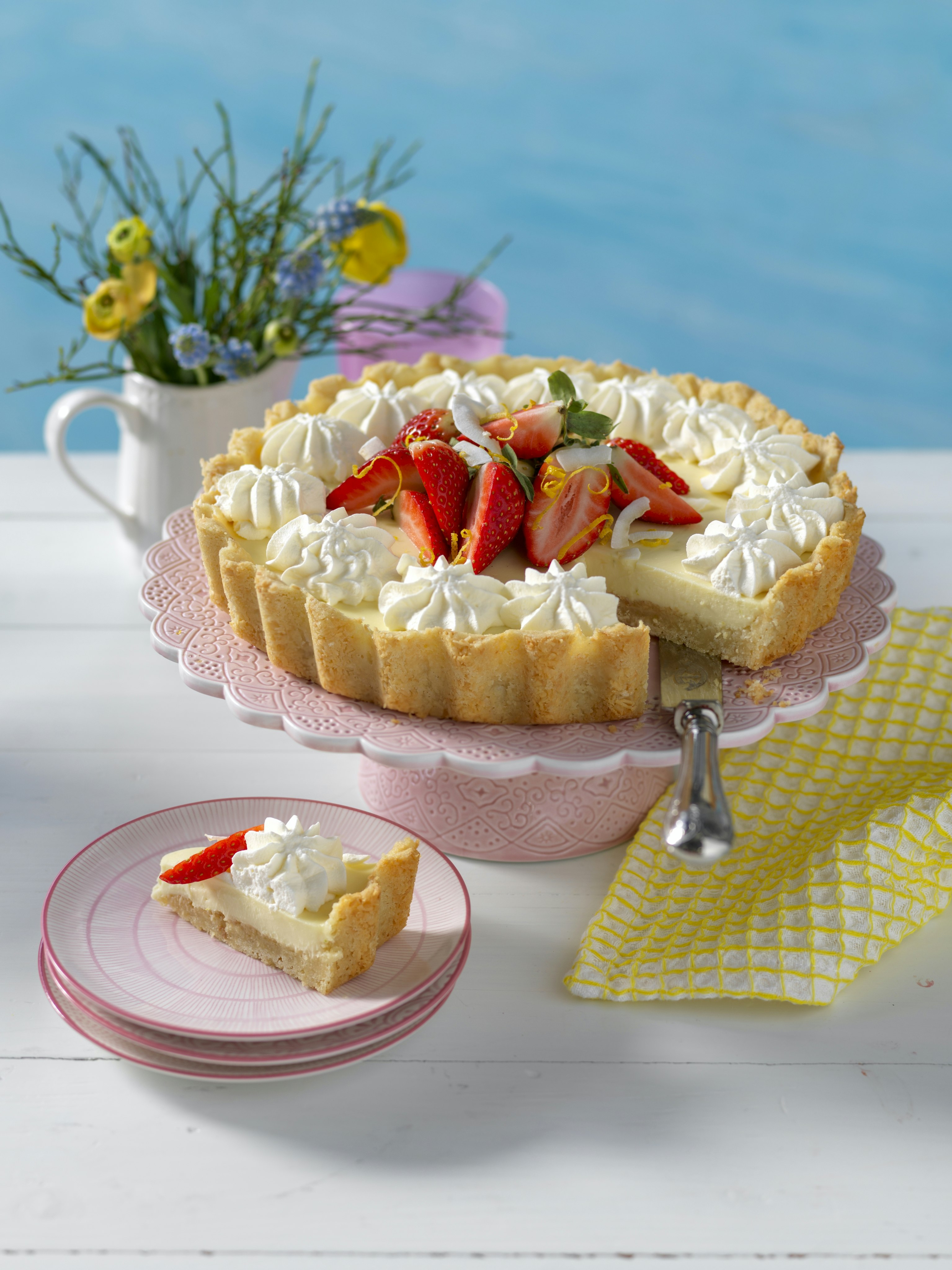 Pannacottapaj med vit choklad och kokos