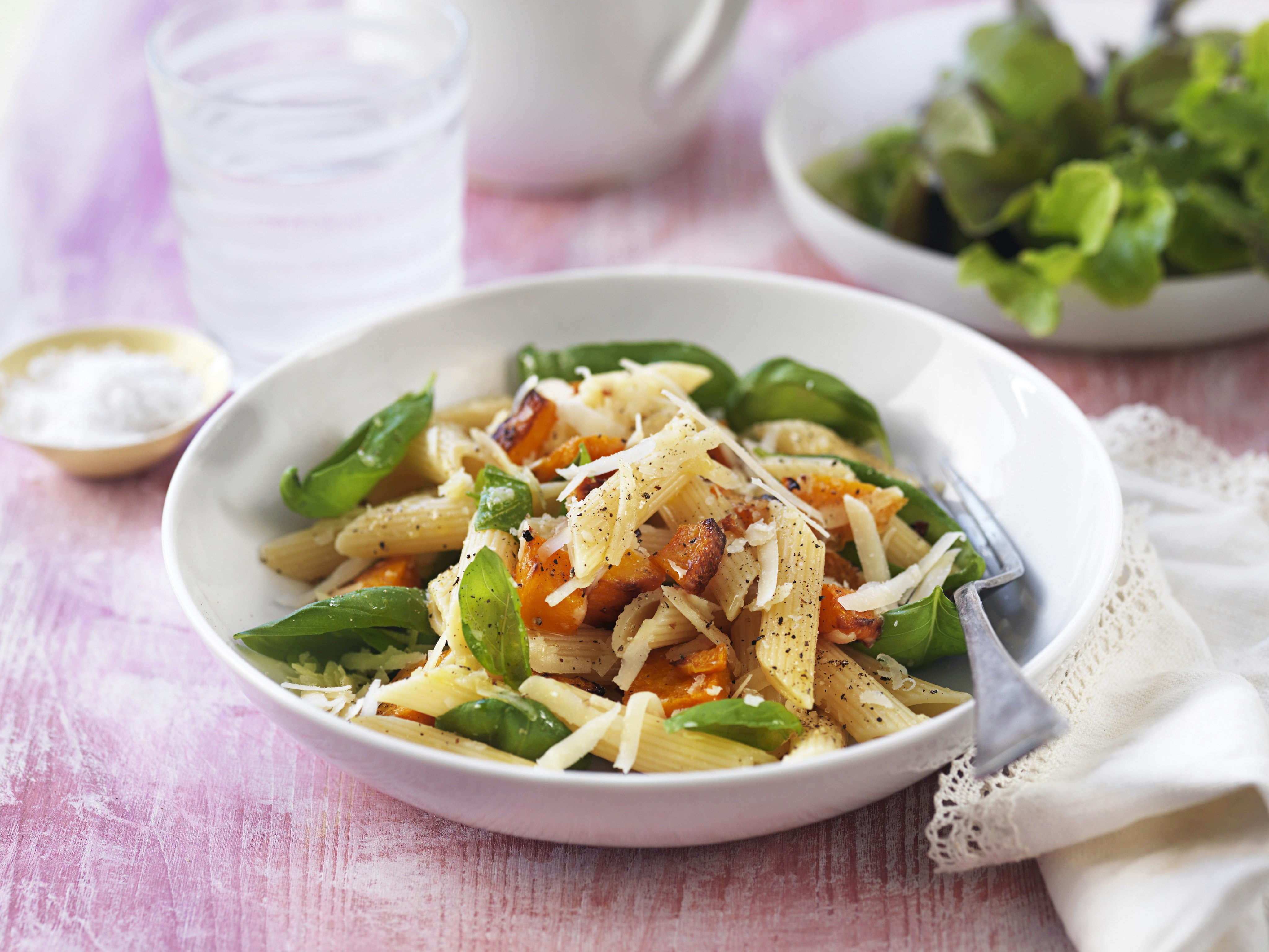 Pasta med rostad pumpa och parmesan