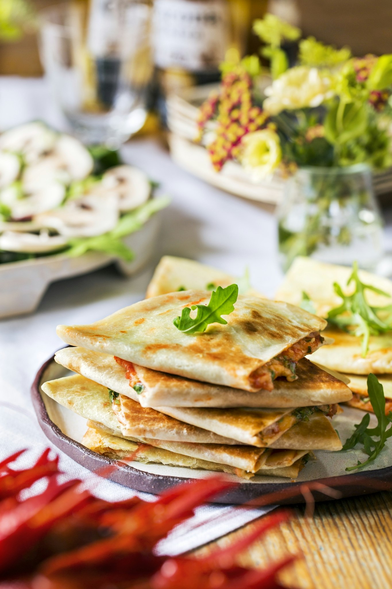 Quesadillas med västerbottensost och rucola