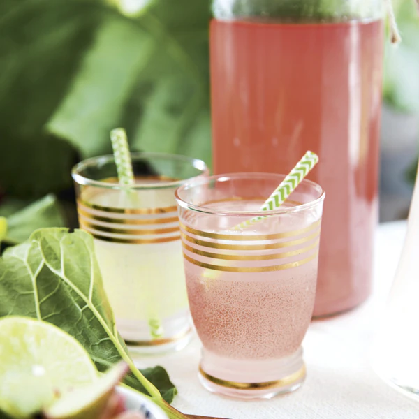 Rabarbersaft med ingefära och lime