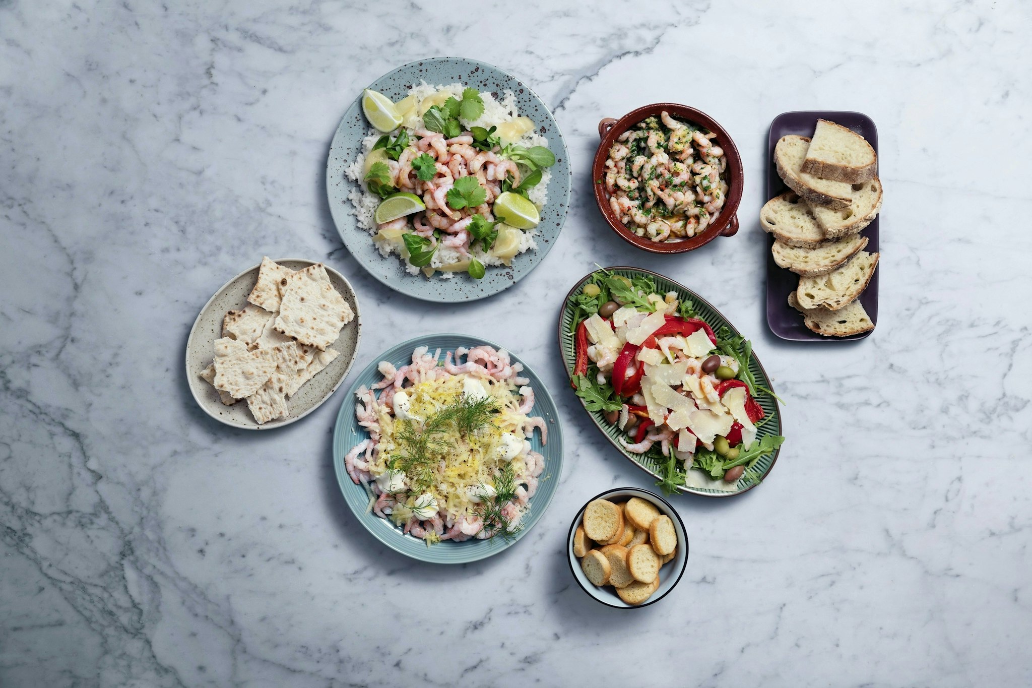 Räktapas med internationella smaker